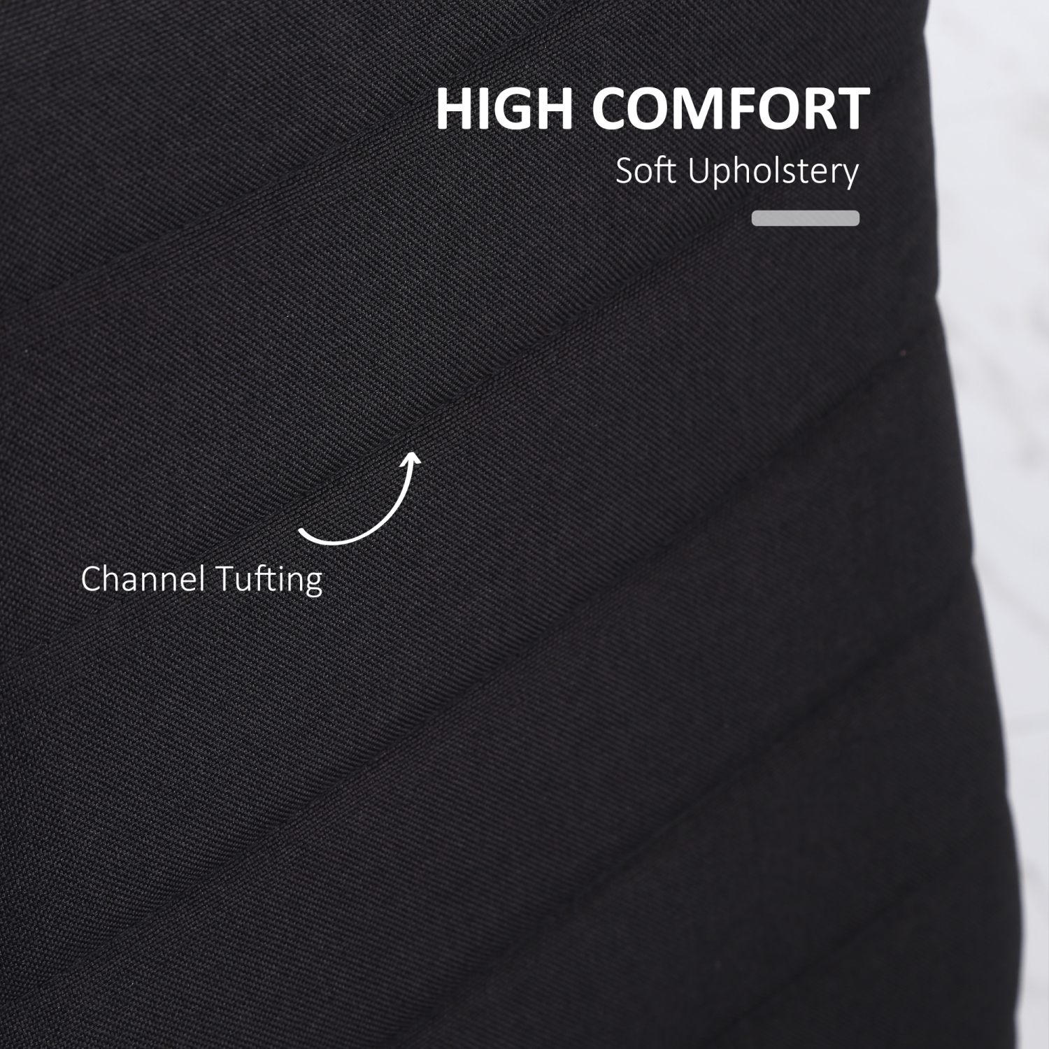 HOMCOM Modern Dining Chairs Set of 4, Upholstered Linen Fabric Kitchen Chairs with Channel Tufting and Metal Legs for Living Room, Dining Room,