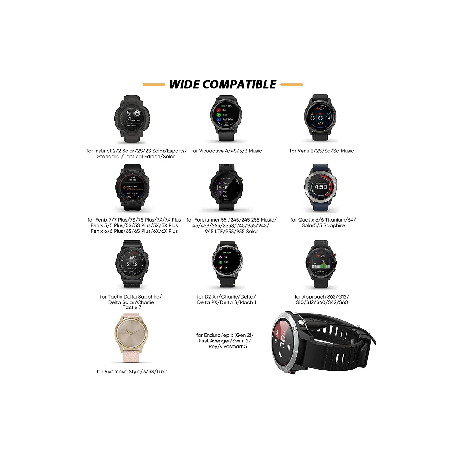 Charger Charging Cable for Garmin Fenix 7 6 5 S X,Forerunner 945 45 45S 245 Music,Vivoactive 3 4 4S,Instinct 1 2 2S Tide Tactical,Approach S10 S40