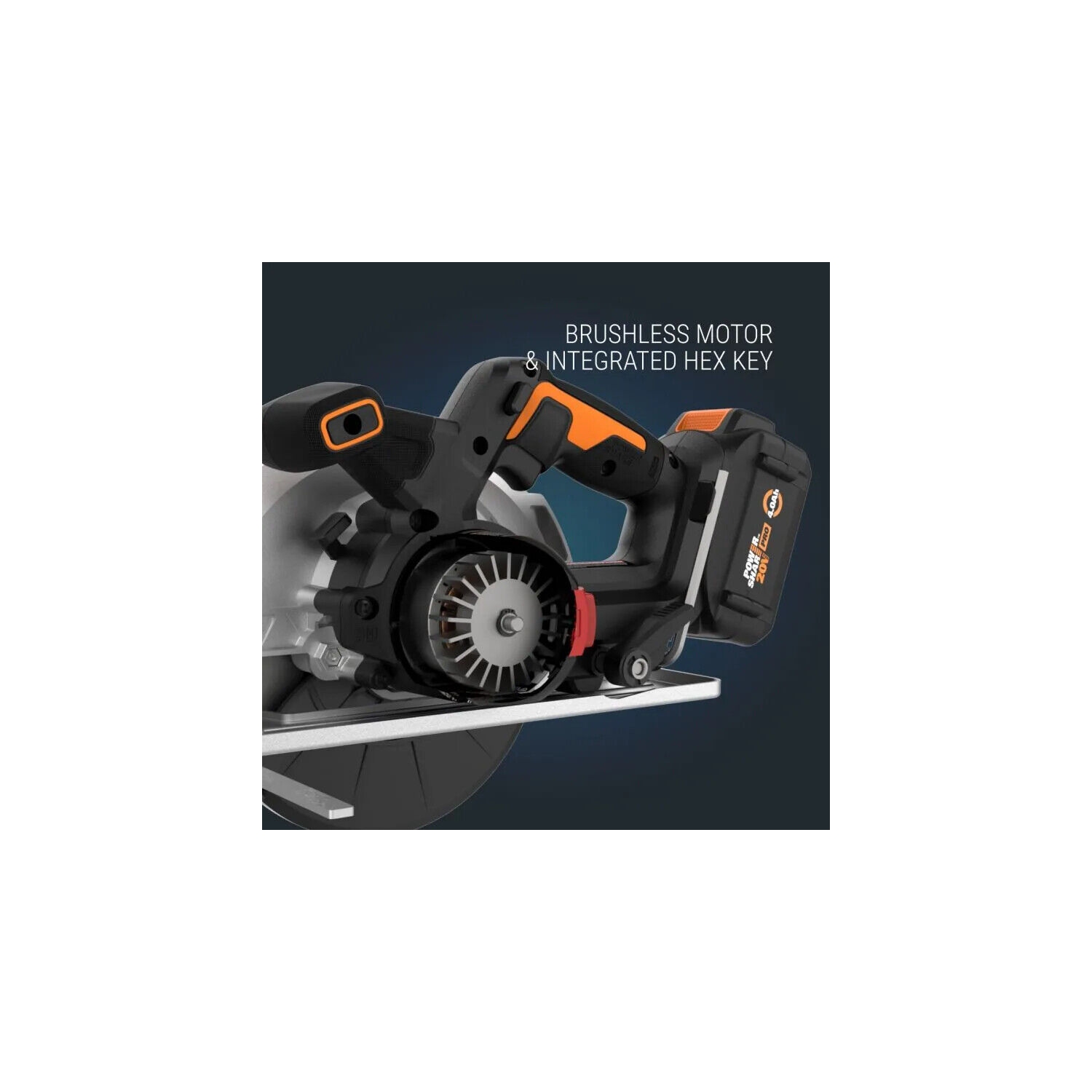 Scie circulaire sans fil 20&nbsp;V Power Share 4,0&nbsp;Ah WORX Nitro WX520&nbsp;L de 7,25 po avec moteur sans balais