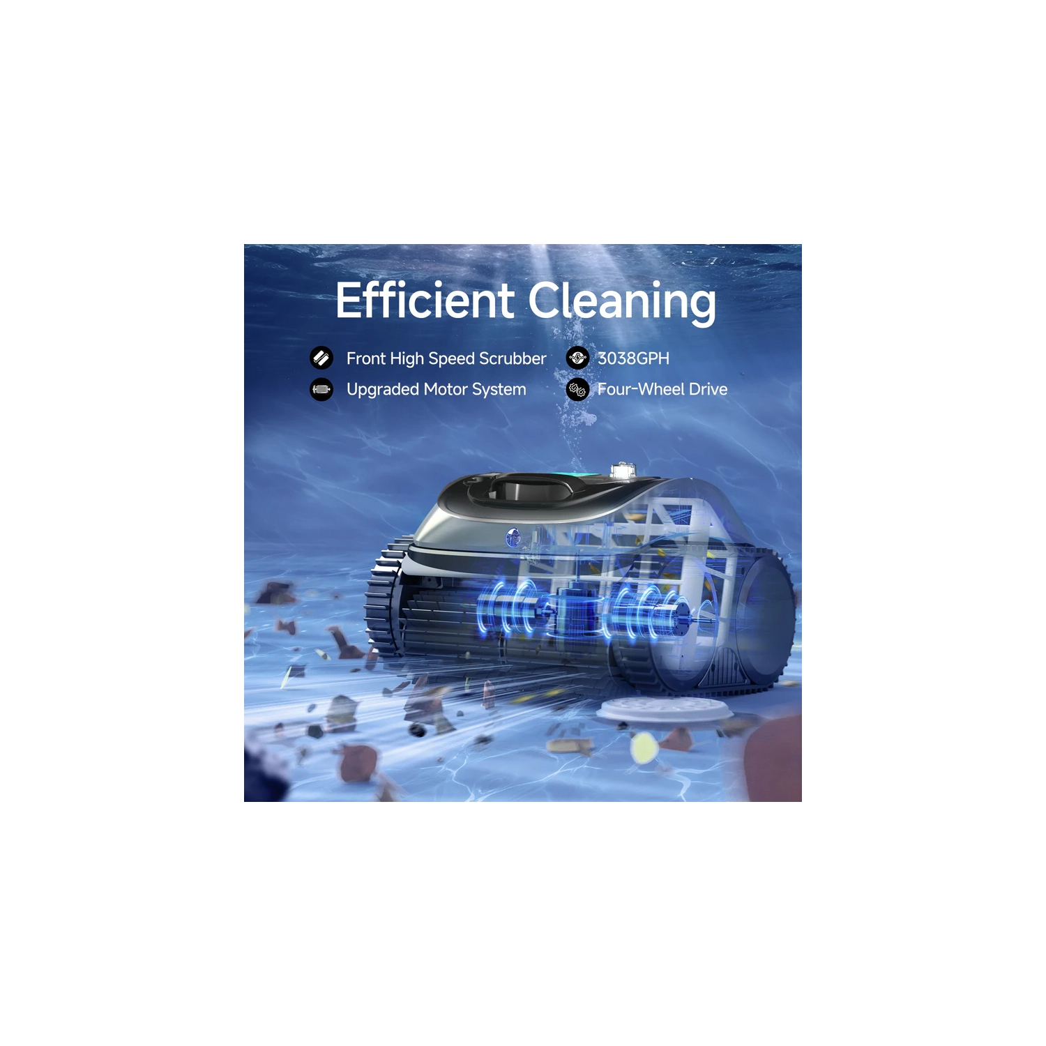 2025 New WYBOT C1 Cordless Robotic Pool Cleaner, 150-Min Runtime Full Pool Cleaning for In-Ground Pools up to 1600 sq. ft, Smart Path Planning, Wall