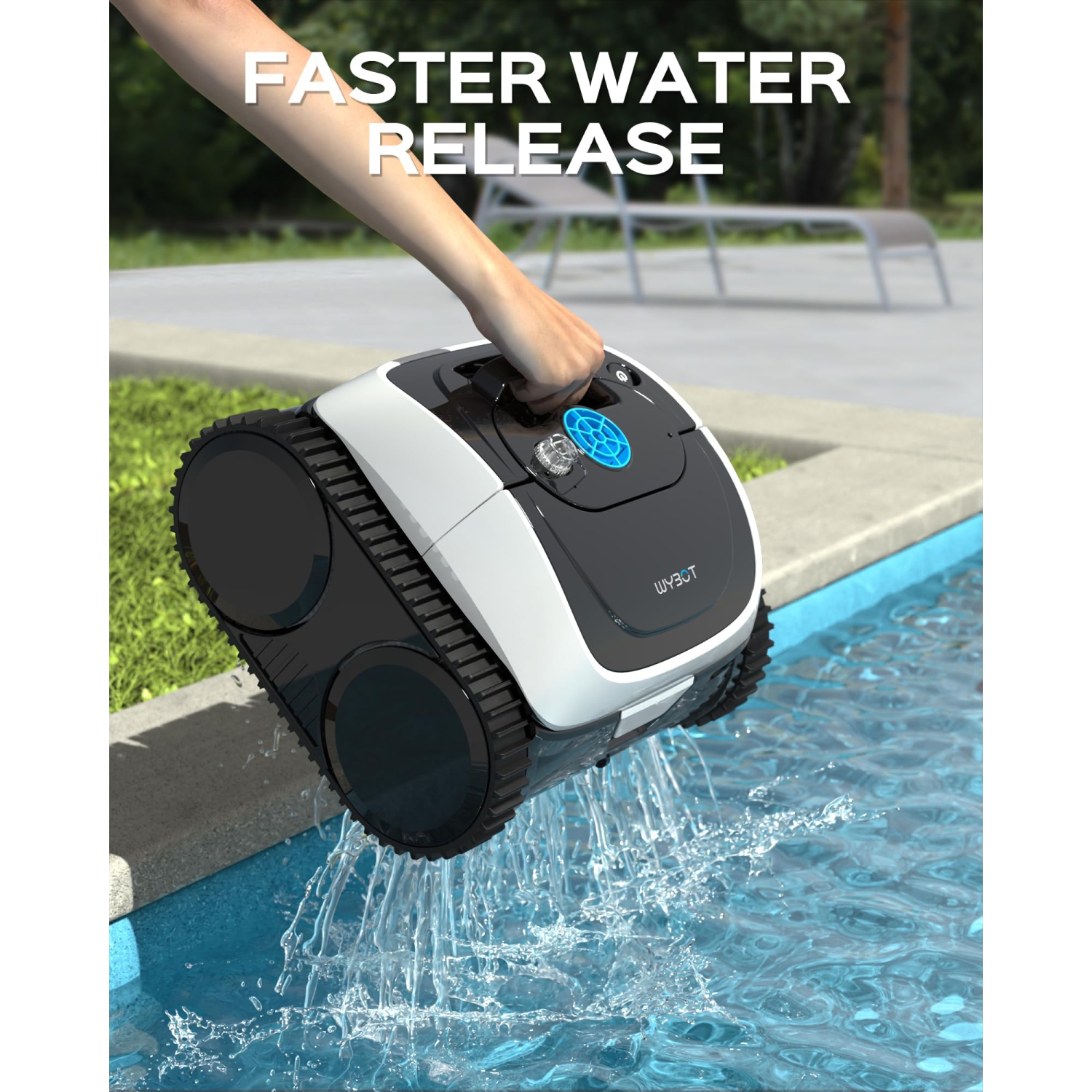 2025 New WYBOT C1 Cordless Robotic Pool Cleaner, 150-Min Runtime Full Pool Cleaning for In-Ground Pools up to 1600 sq. ft, Smart Path Planning, Wall