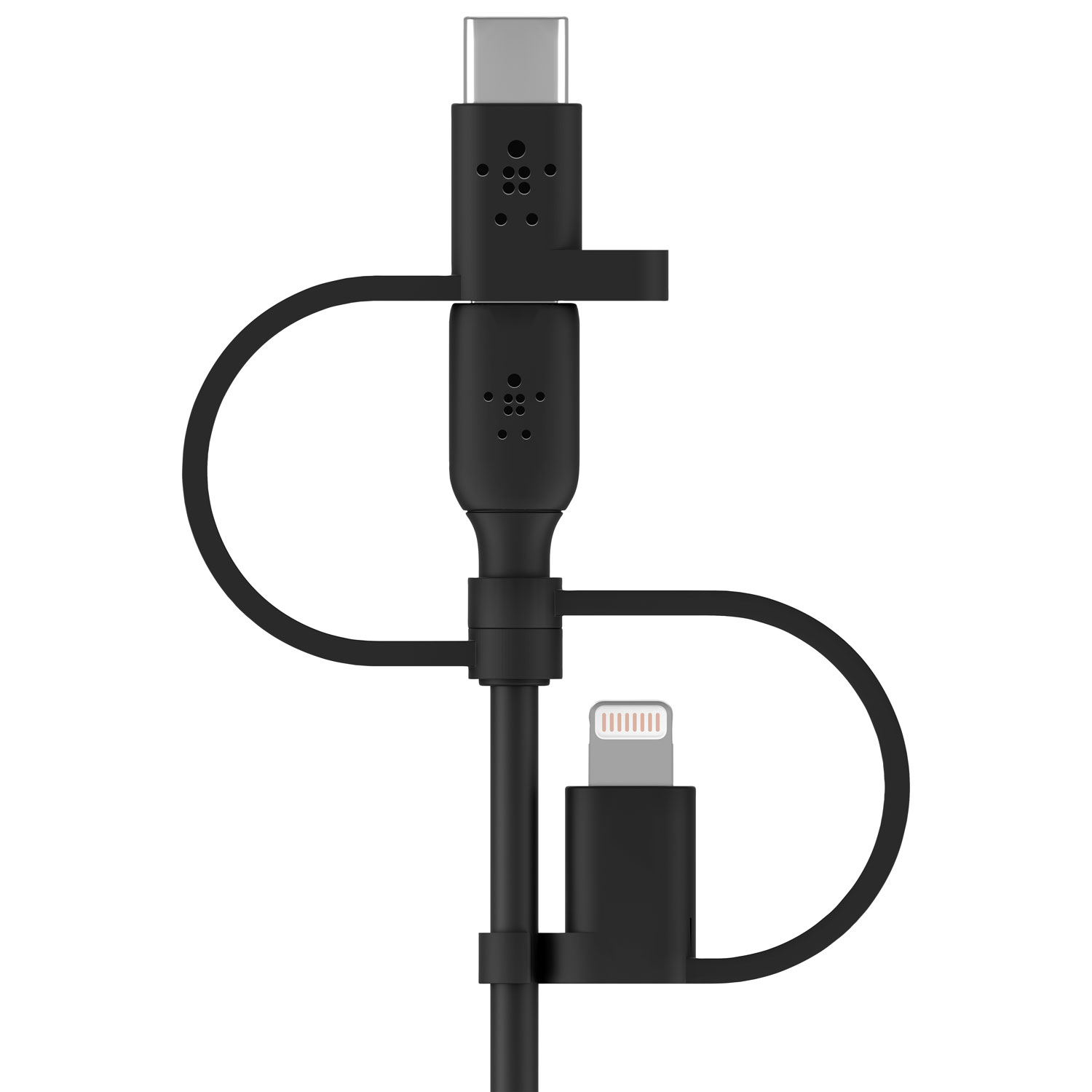 Câble USB-A à micro-USB 3-en-1 de 1 m avec adaptateurs USB-C/Lightning de Belkin (CAC001bt1MBK) - Noir