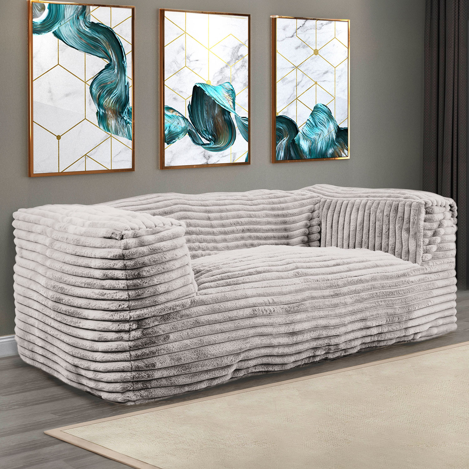 Fauteuil poire en velours côtelé avec mousse à mémoire Redd de Sealy - Gris