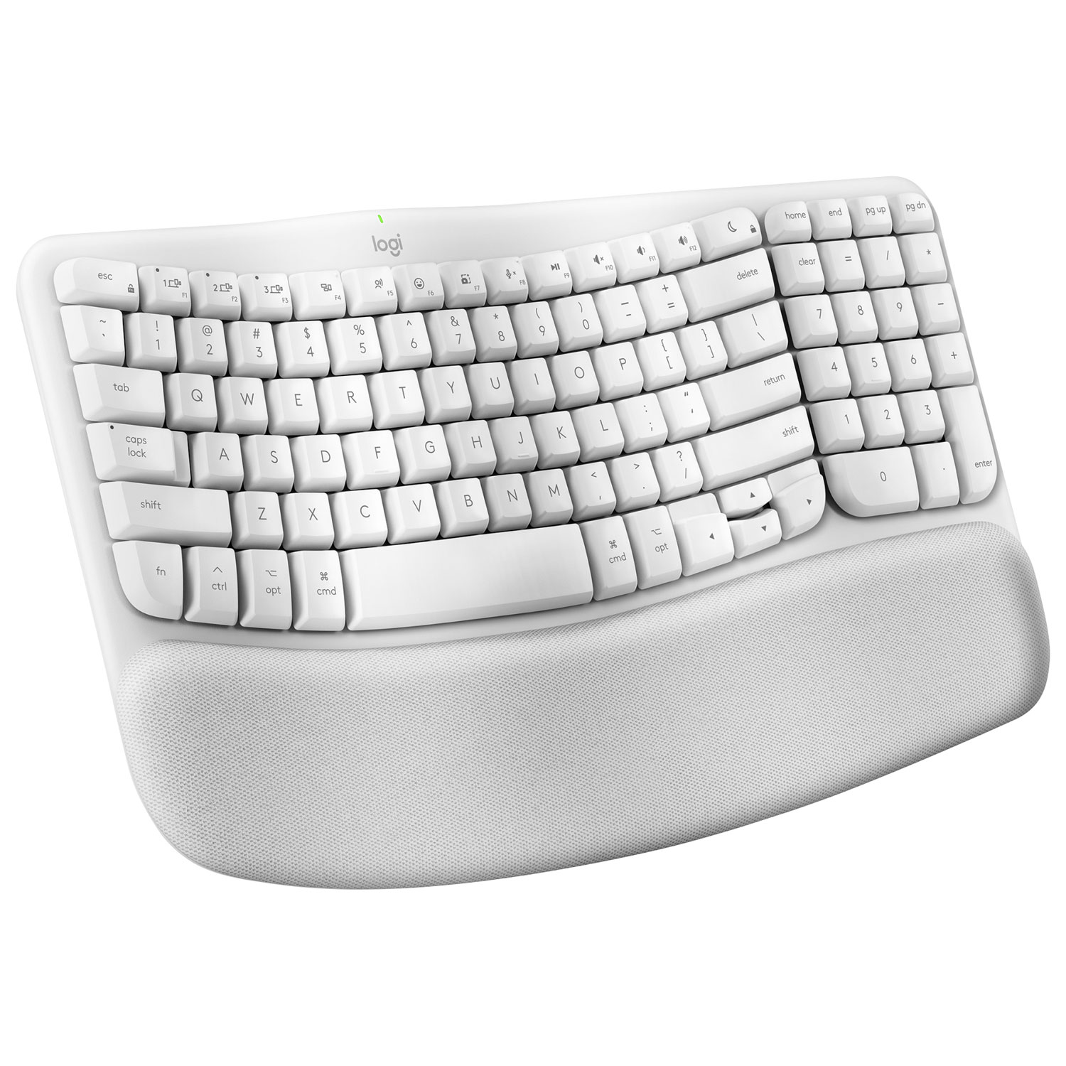 Logitech Wave Keys Wireless Ergonomic Full-Size Keyboard for Mac - Off-White