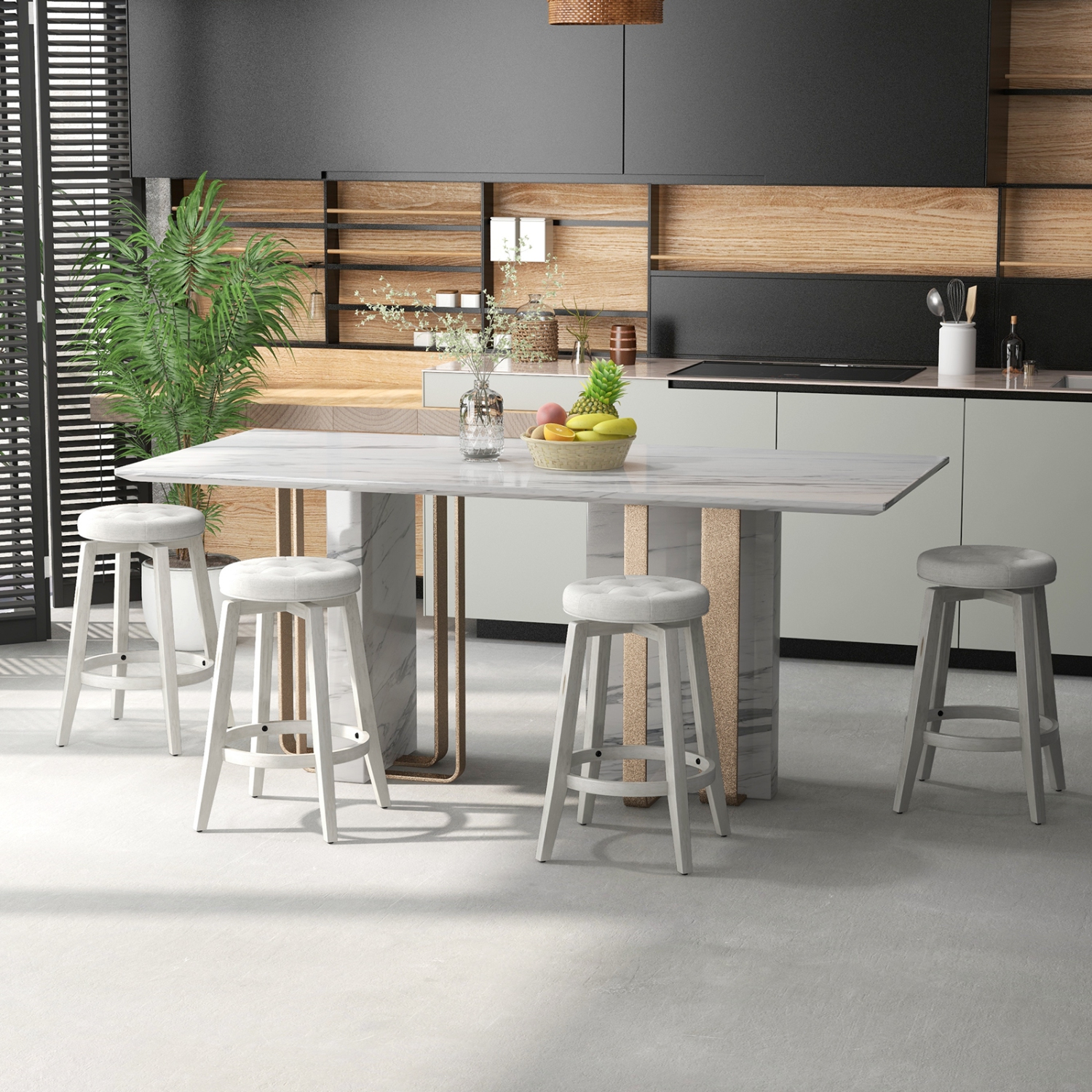 Ensemble de 2 tabourets de bar pivotants en caoutchouc à hauteur de comptoir de 26 po de Costway, beige