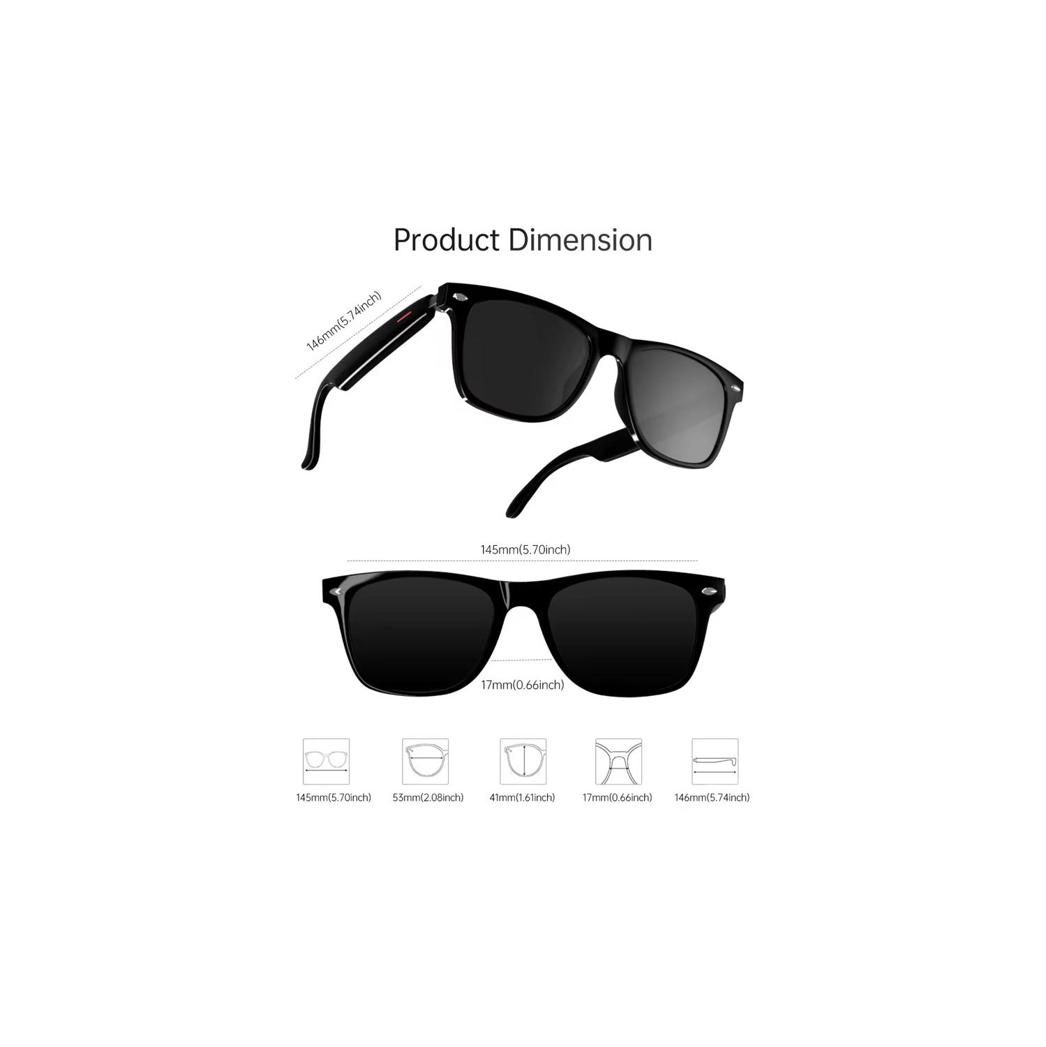 Lunettes de soleil intelligentes Bluetooth TUTT | Assistance vocale IA Appel et contrôle de la musique et de la caméra | Protection UV Anti-Ray | Kit