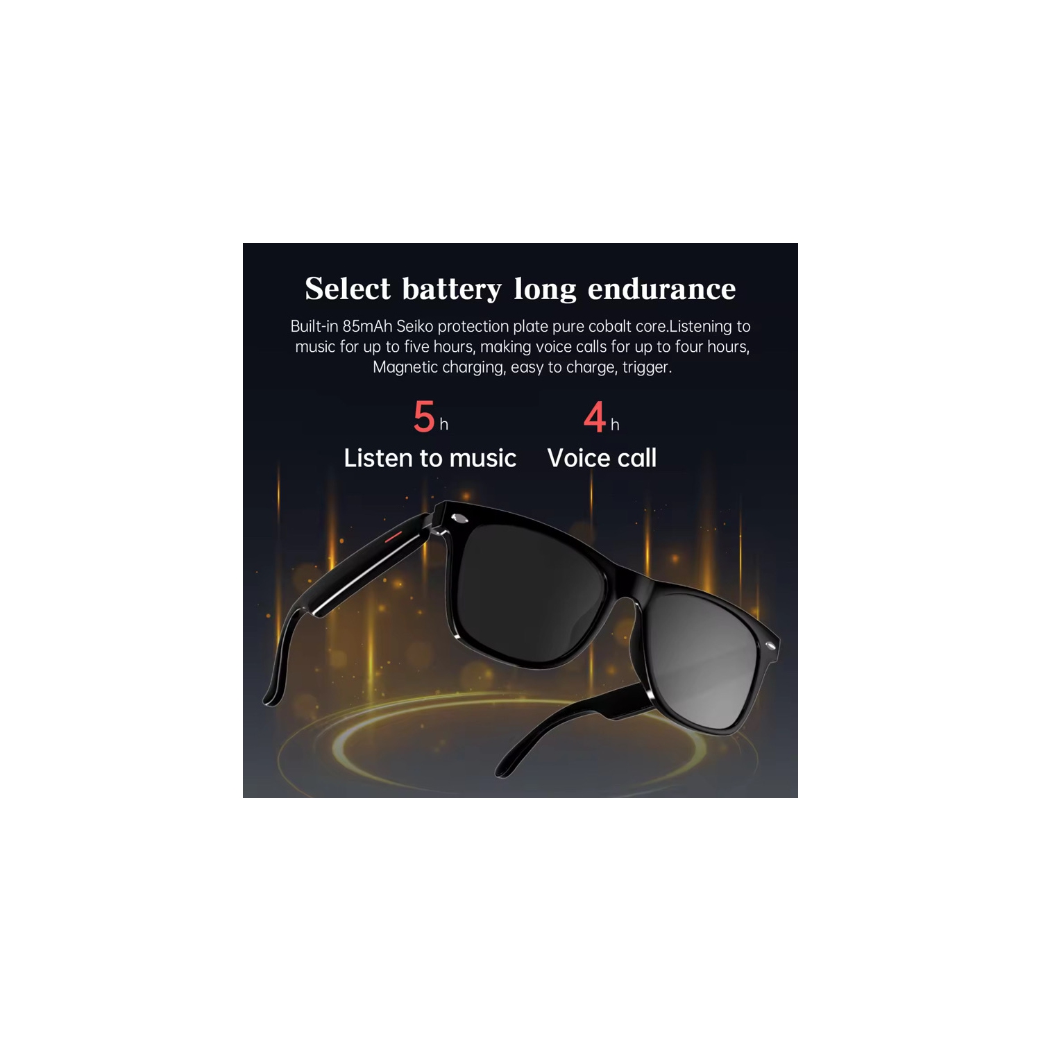 Lunettes de soleil intelligentes Bluetooth TUTT | Assistance vocale IA Appel et contrôle de la musique et de la caméra | Protection UV Anti-Ray | Kit