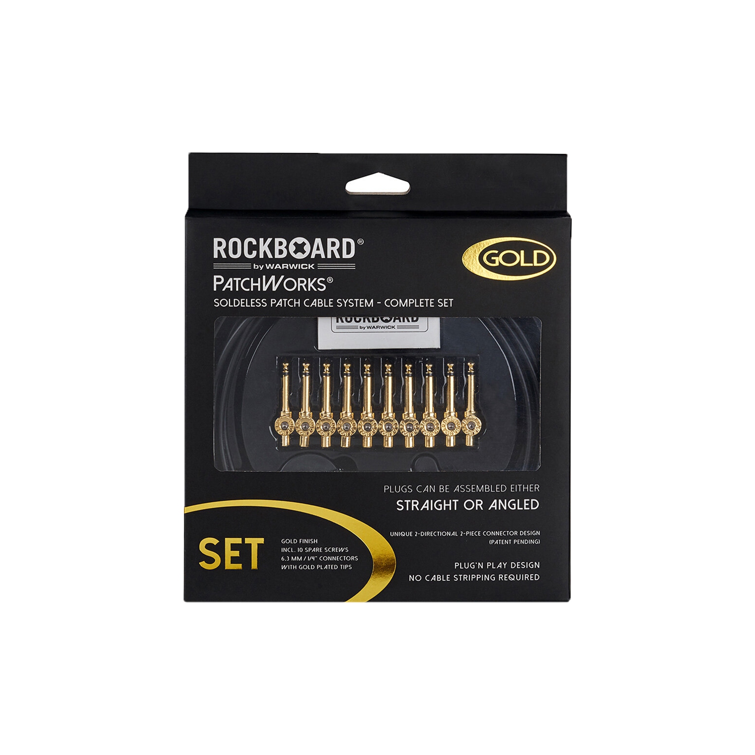 RockBoard de Warwick PatchWorks Ensemble de câbles de raccordement sans soudure - Câble 118-7/64 10 fiches or