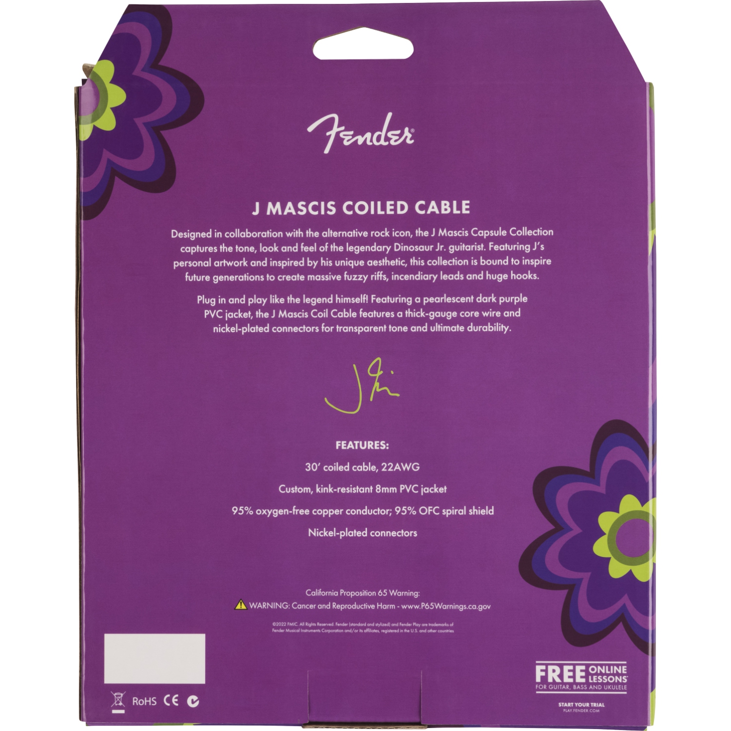 Câble de bobine de 30 pi J Mascis de Fender - Violet