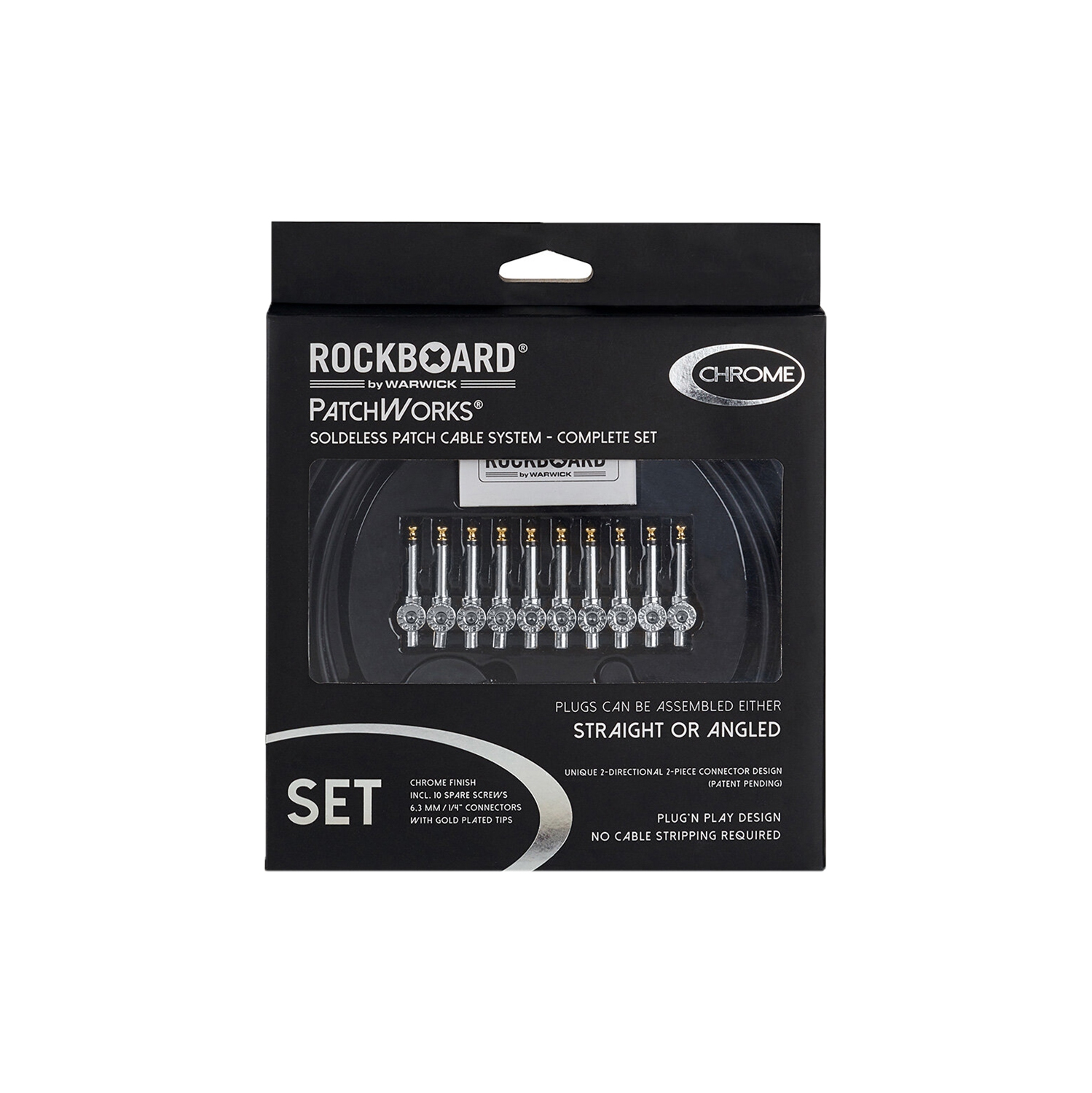 RockBoard de Warwick PatchWorks Ensemble de câbles de raccordement sans soudure - 118-7/64 Câble 10 fiches chrome