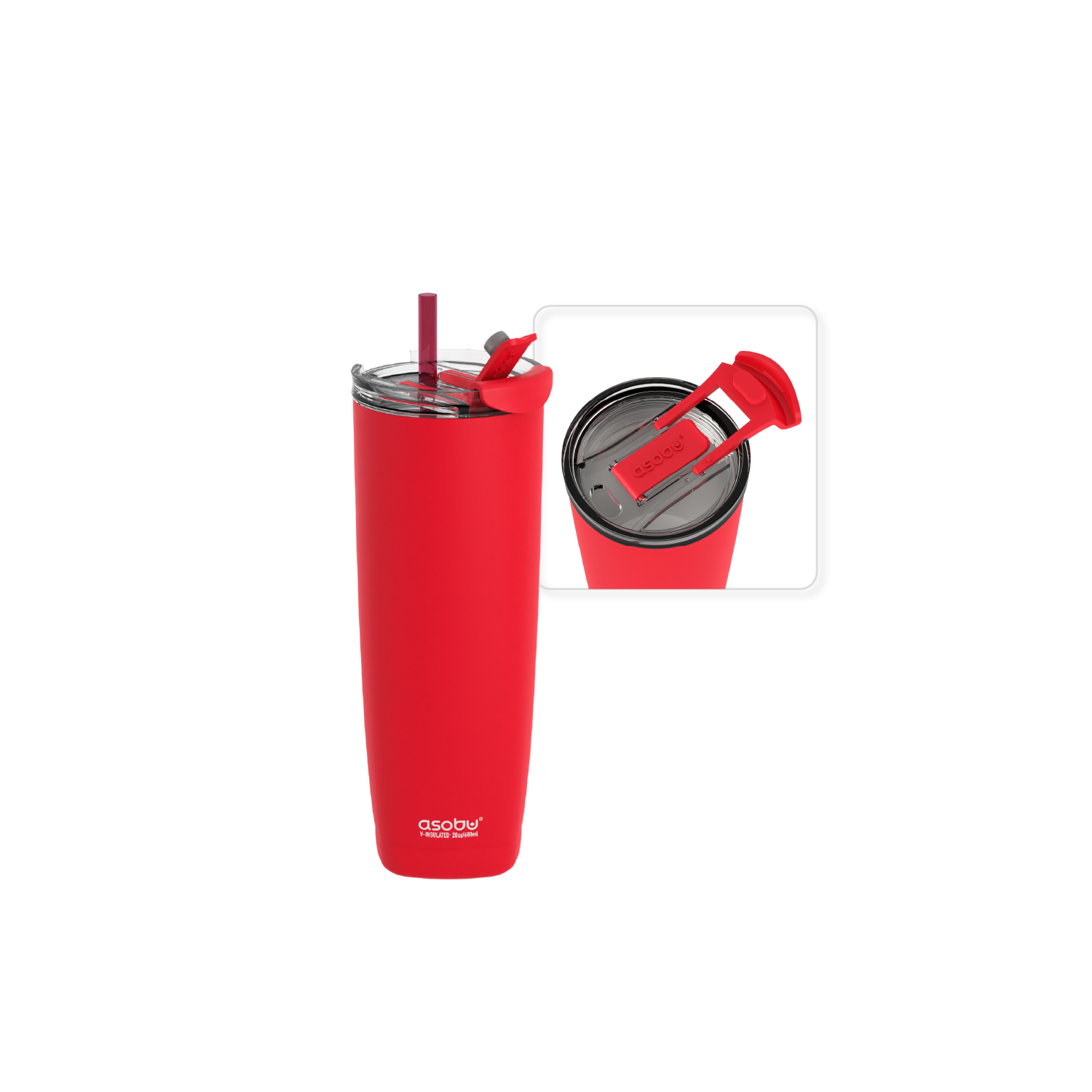 Asobu Aqualina Stainless Steel Insulated Water Bottle with Interchangeable Hot and Cold Lid and Built in Straw