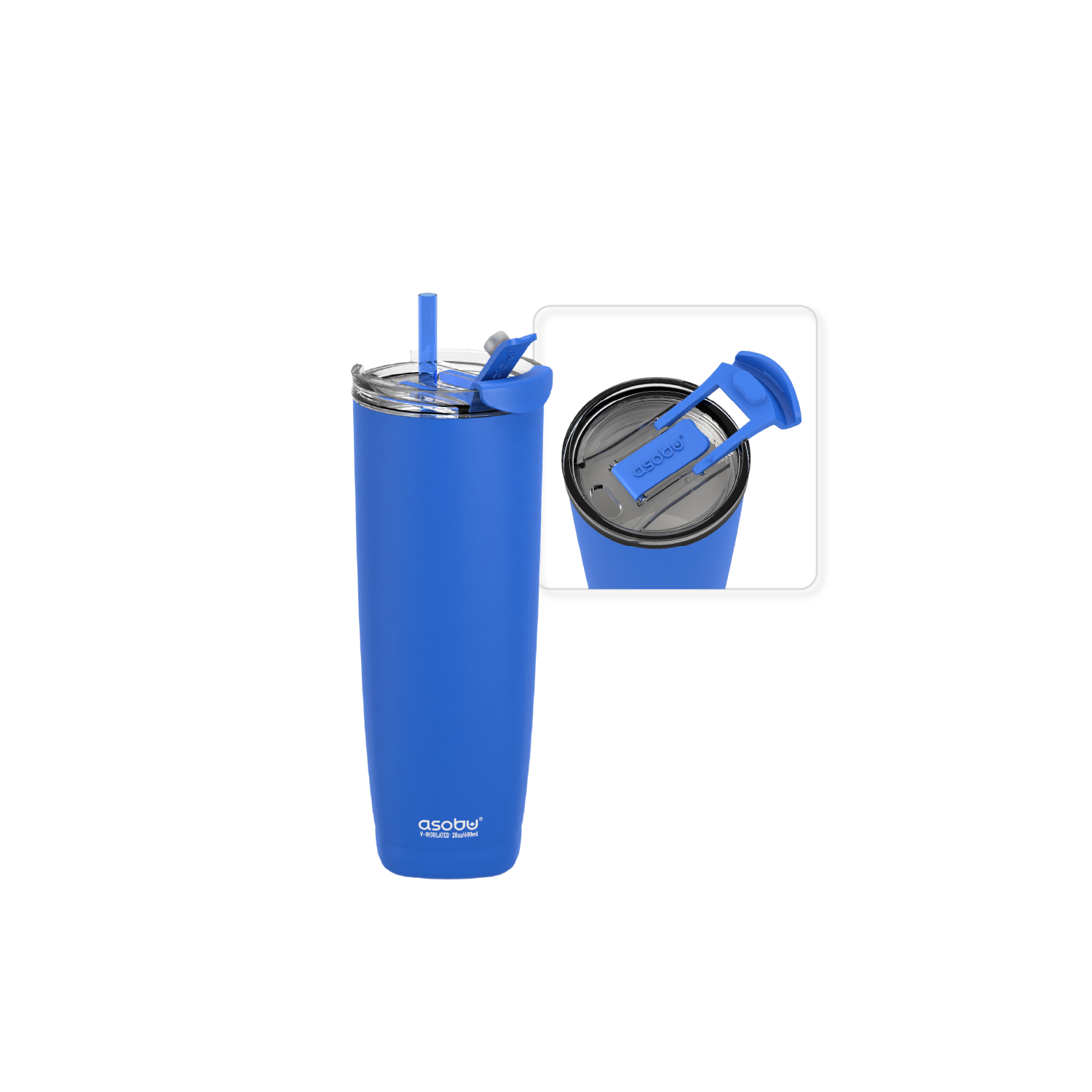 Asobu Aqualina Stainless Steel Insulated Water Bottle with Interchangeable Hot and Cold Lid and Built in Straw