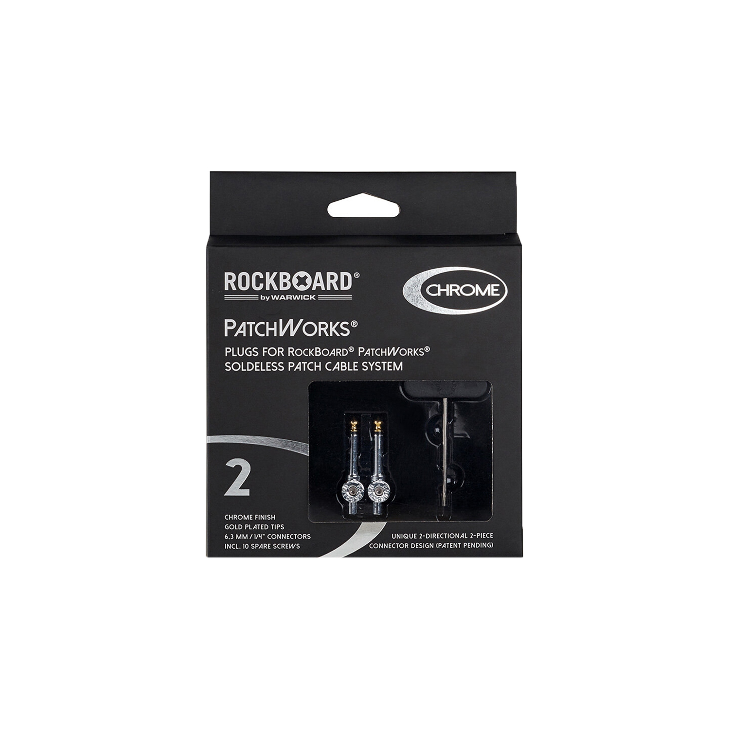 RockBoard by Warwick PatchWorks Solderless Plugs - Chrome 2 Pack