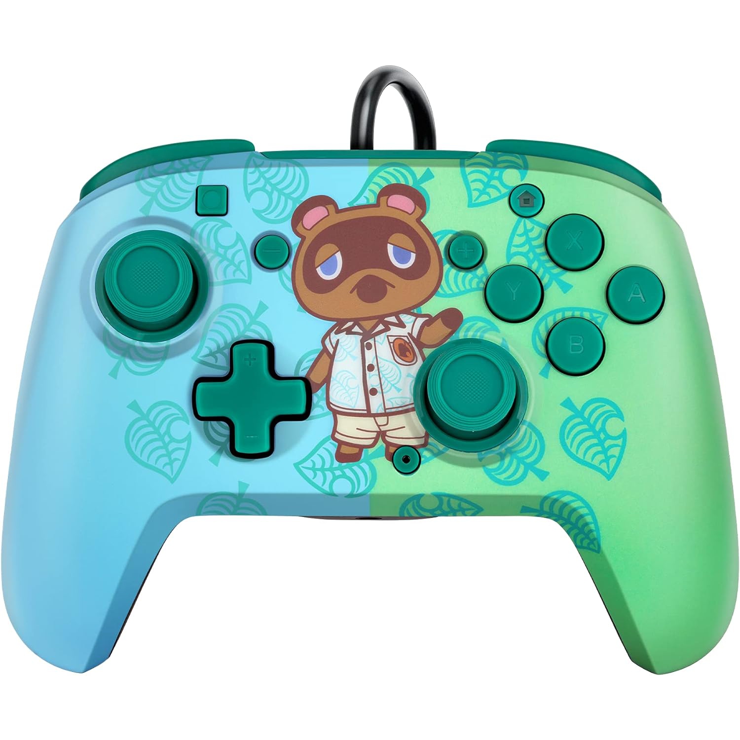 Refurbished- PDP Gaming REMATCH Wired Switch Pro Controller - Animal Crossing - Tom Nook - Blue/Green - Officially Licensed by Nintendo
