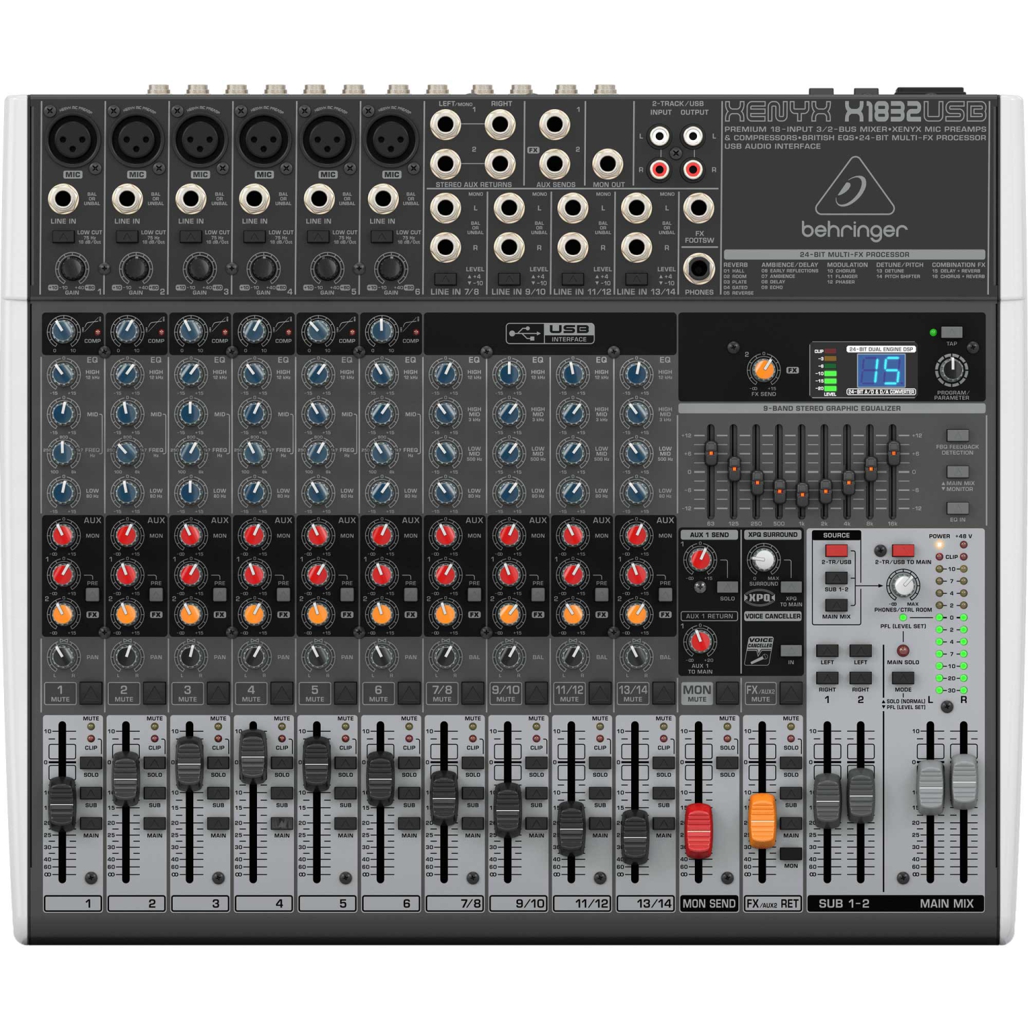 Behringer X1832 USB - 18 Input 3/2 Bus Mixer wit EFX and USB
