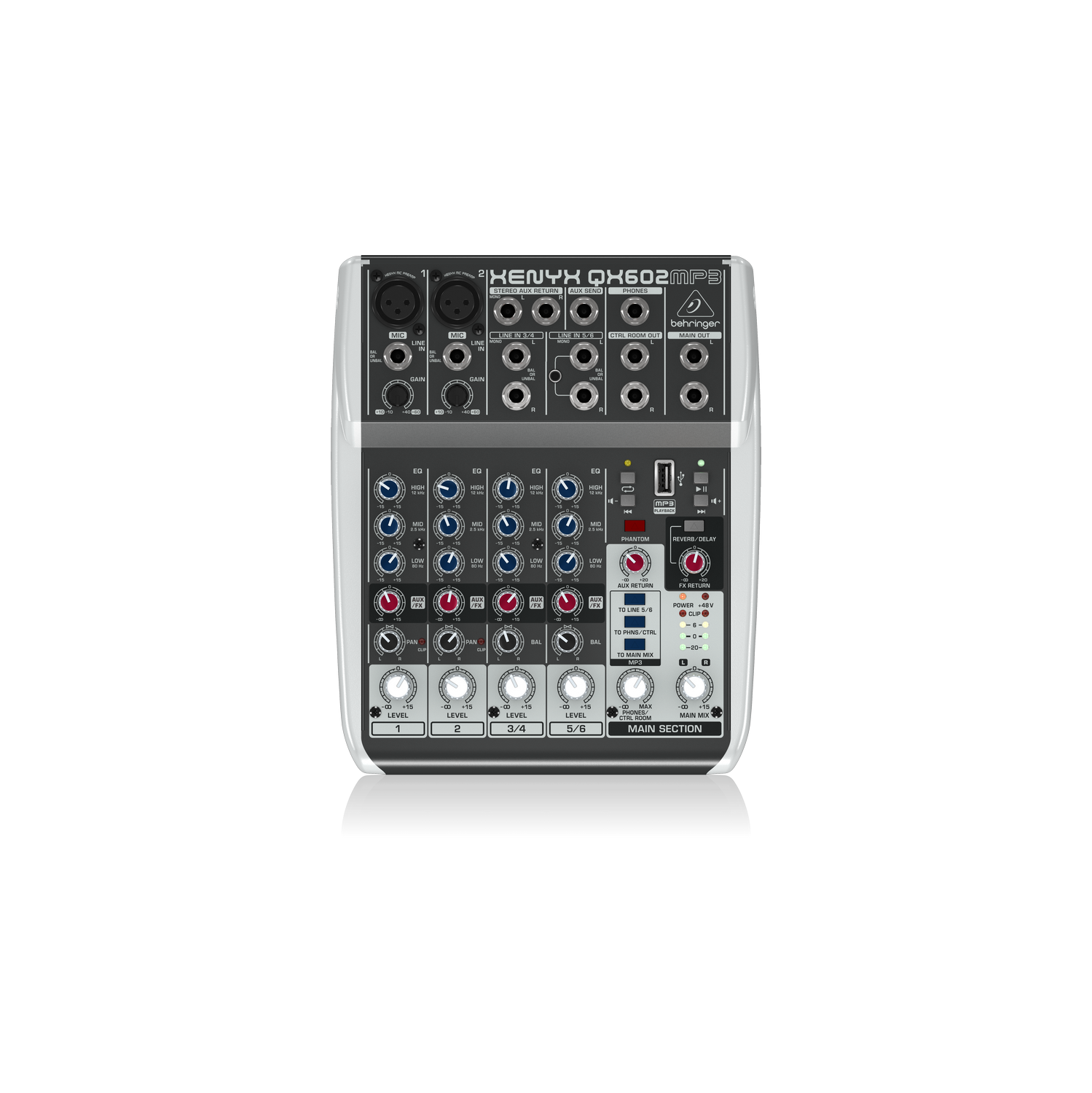 Behringer QX602MP3 Premium 6-Input 2-Bus Mixer with MP3 Player and Multi-FX