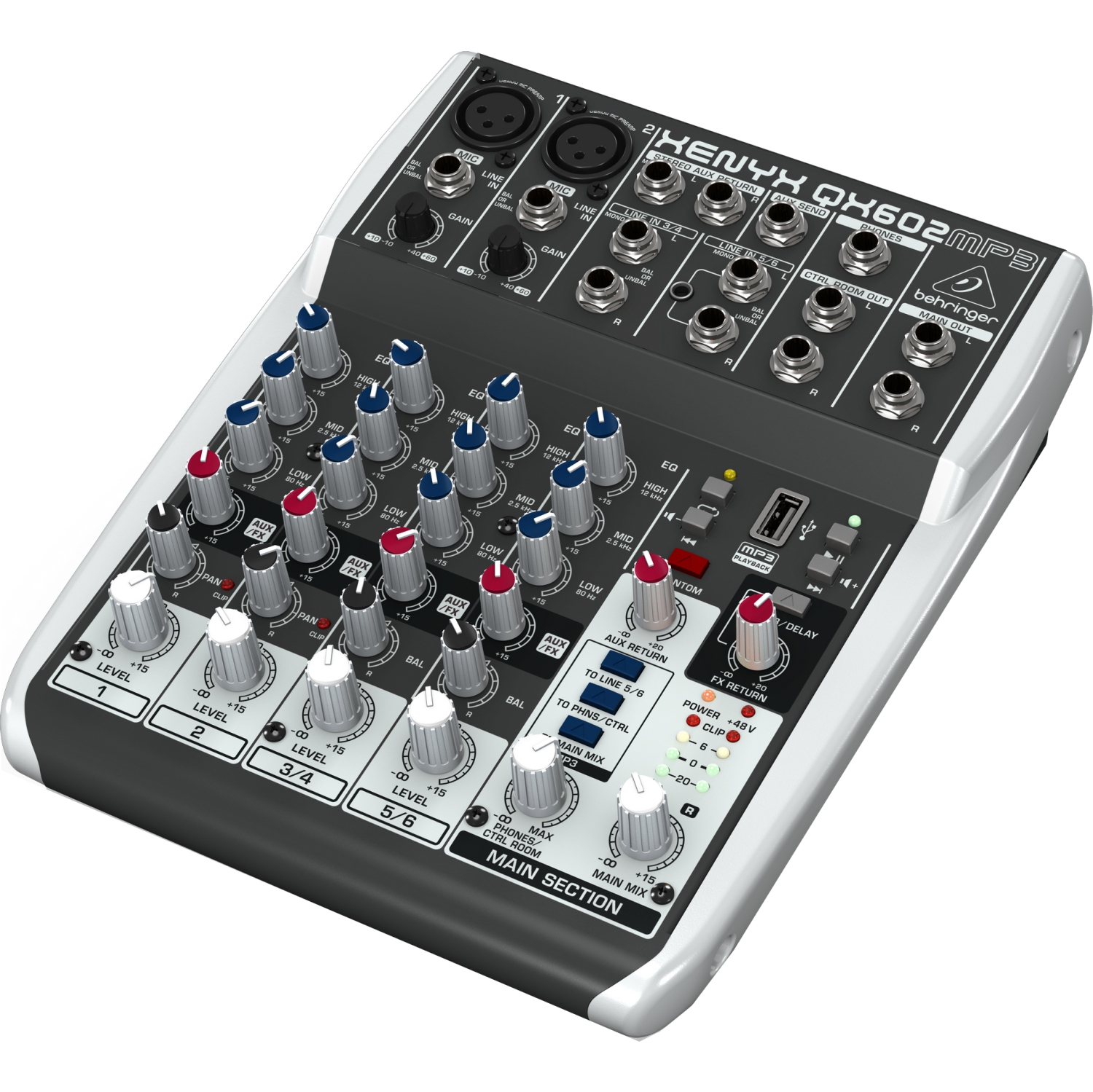 Behringer QX602MP3 Premium 6-Input 2-Bus Mixer with MP3 Player and Multi-FX