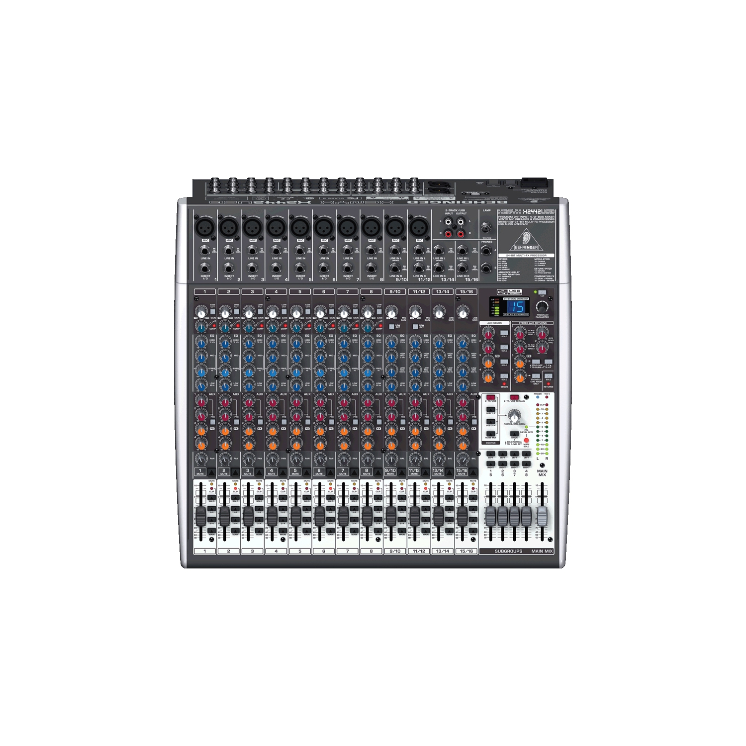 Console de mixage de bus 4/2 à 24 entrées X2442USB de Behringer avec EFX et USB