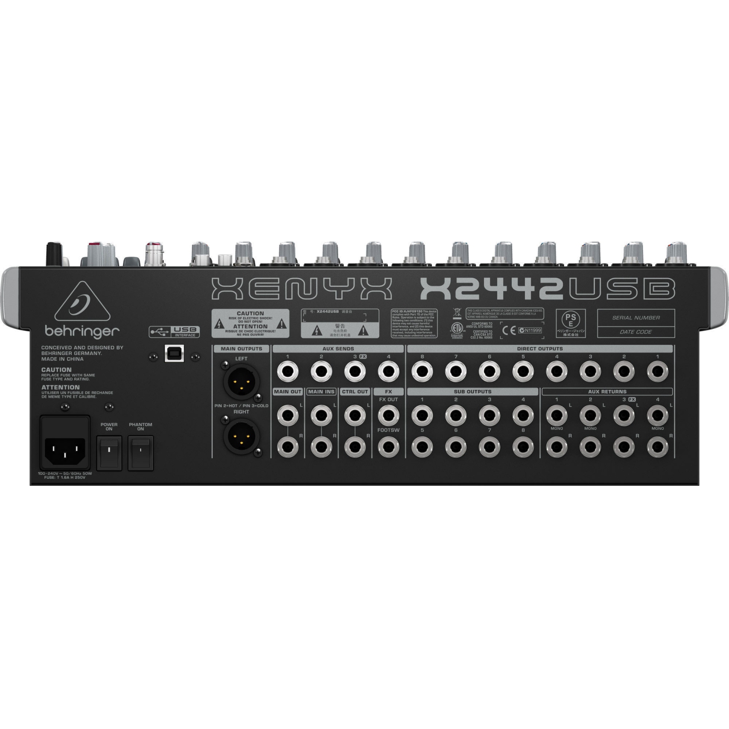 Console de mixage de bus 4/2 à 24 entrées X2442USB de Behringer avec EFX et USB