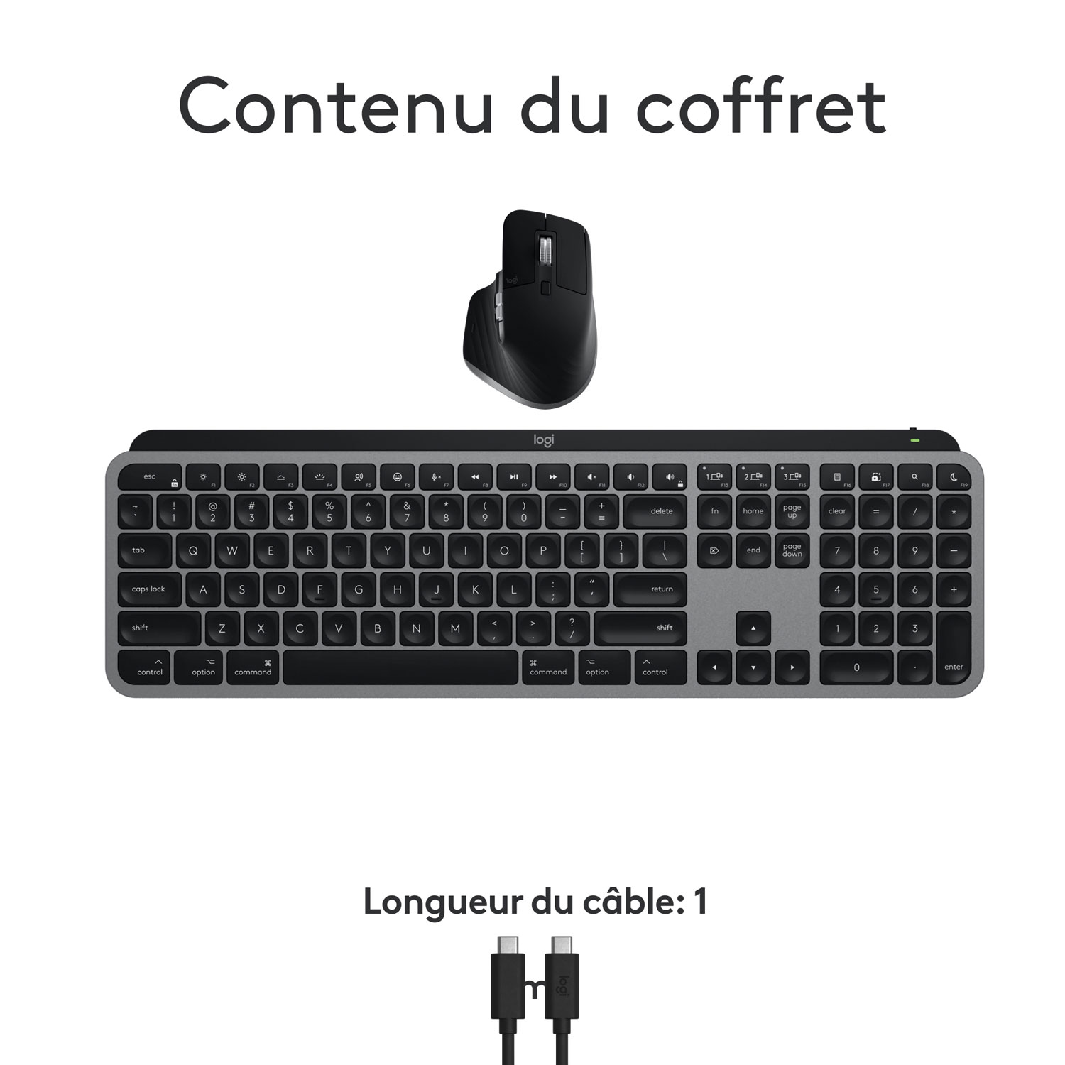 Ensemble Bluetooth MX Keys S de Logitech pour Mac/iPad - Gris cosmique