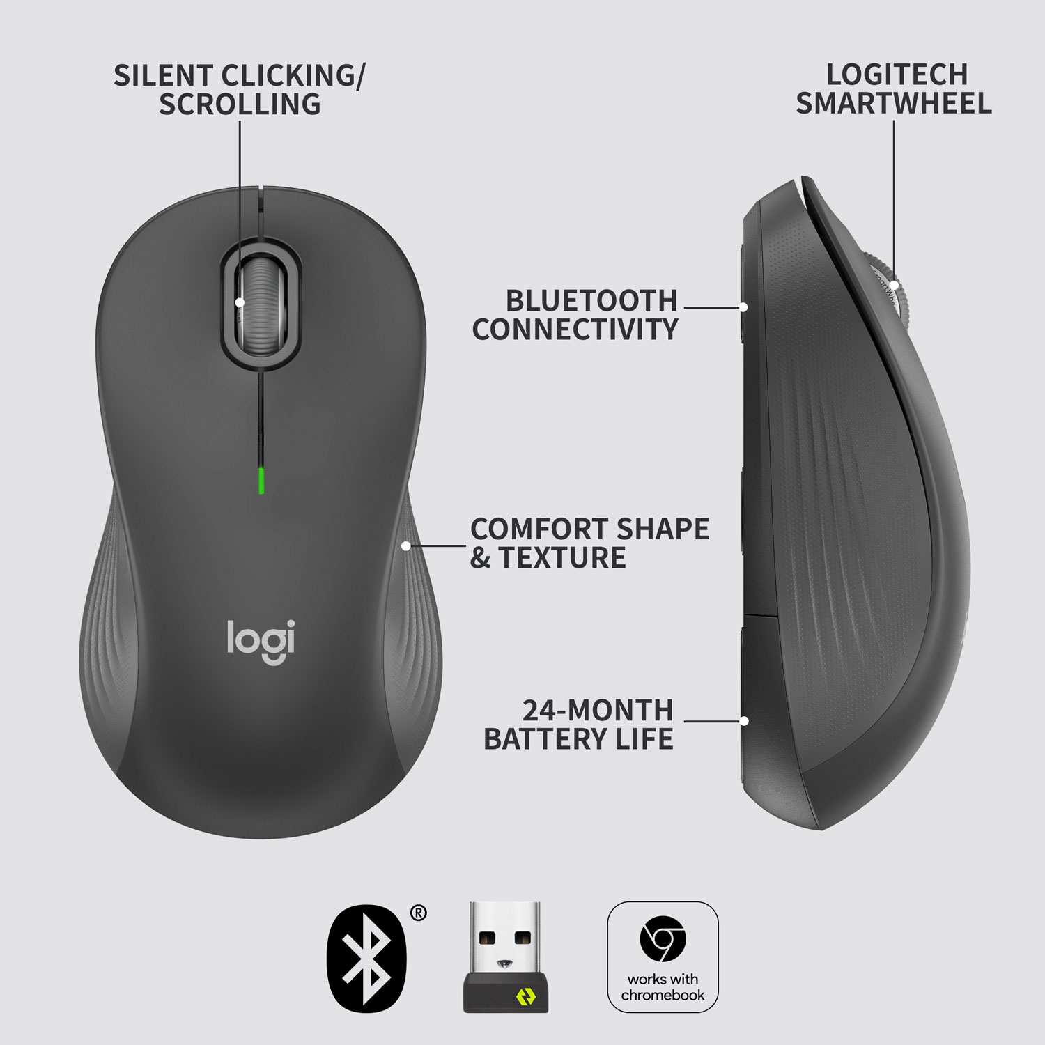 Souris optique sans fil Signature M550 de Logitech - Graphite