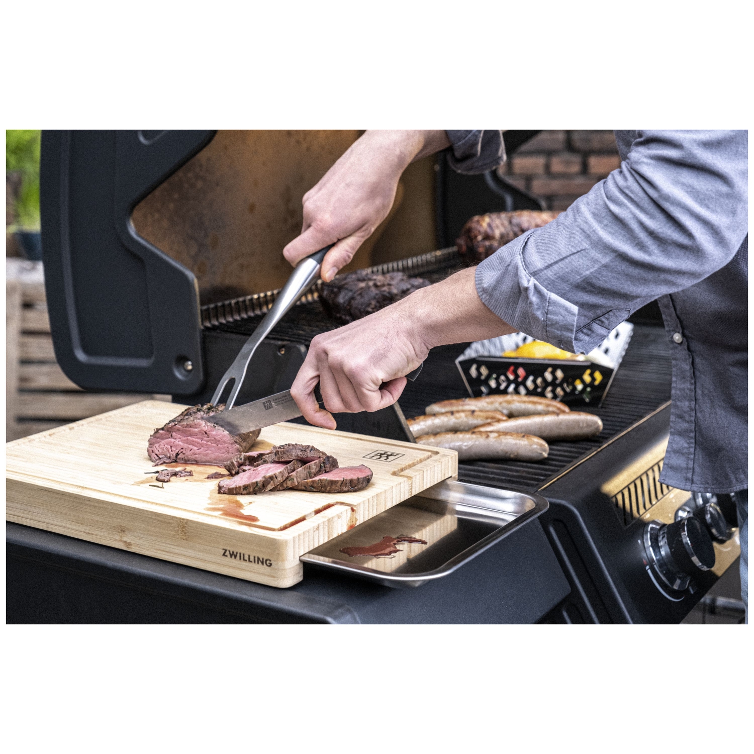 ZWILLING BBQ+ Cutting Board With Tray 39 cm X 30 cm Bamboo