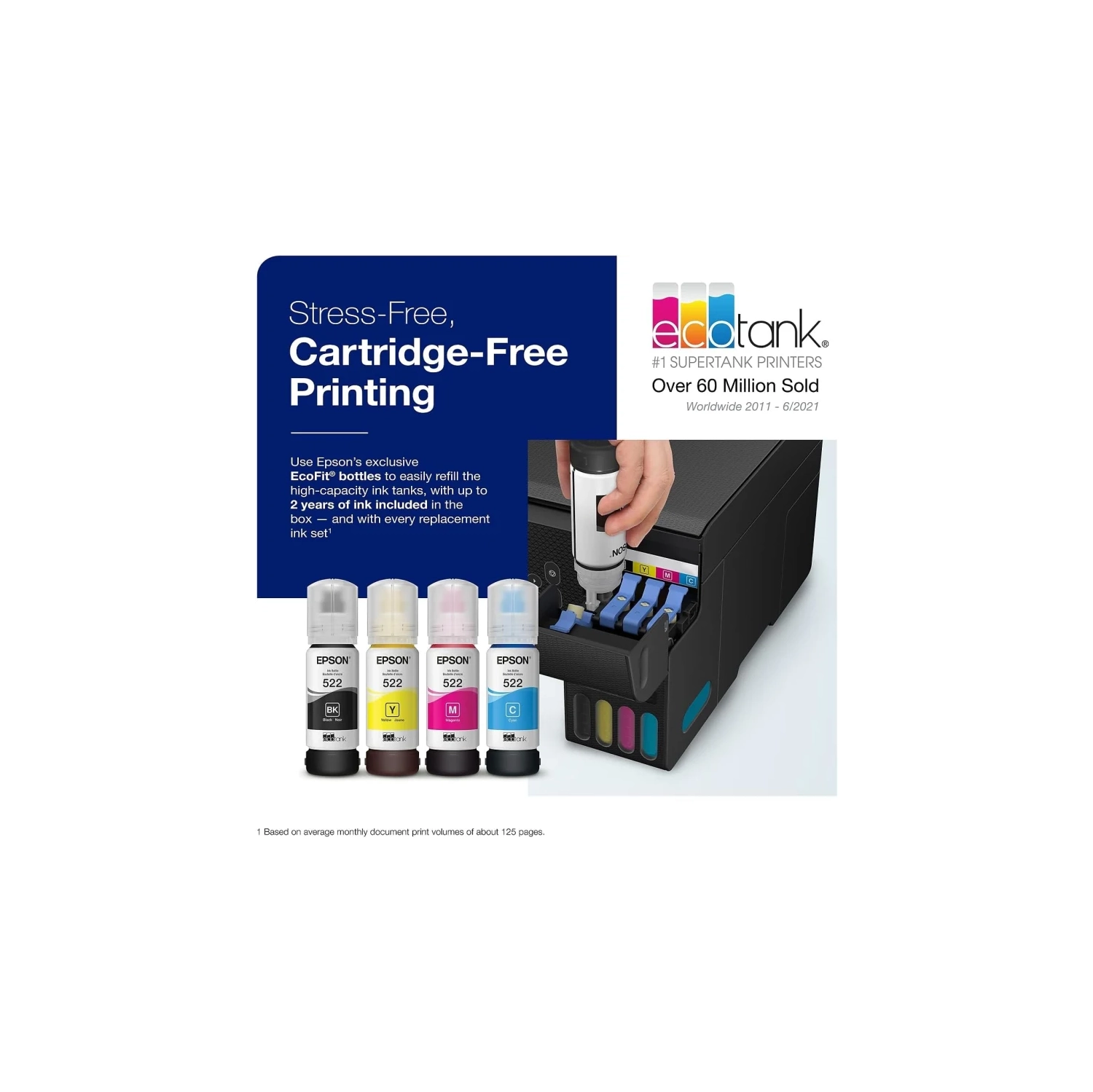 Imprimante tout-en-un couleur sans fil EcoTank et-2800 d'Epson - Impression sans cartouche avec numérisation et photocopie | imprimante de base à