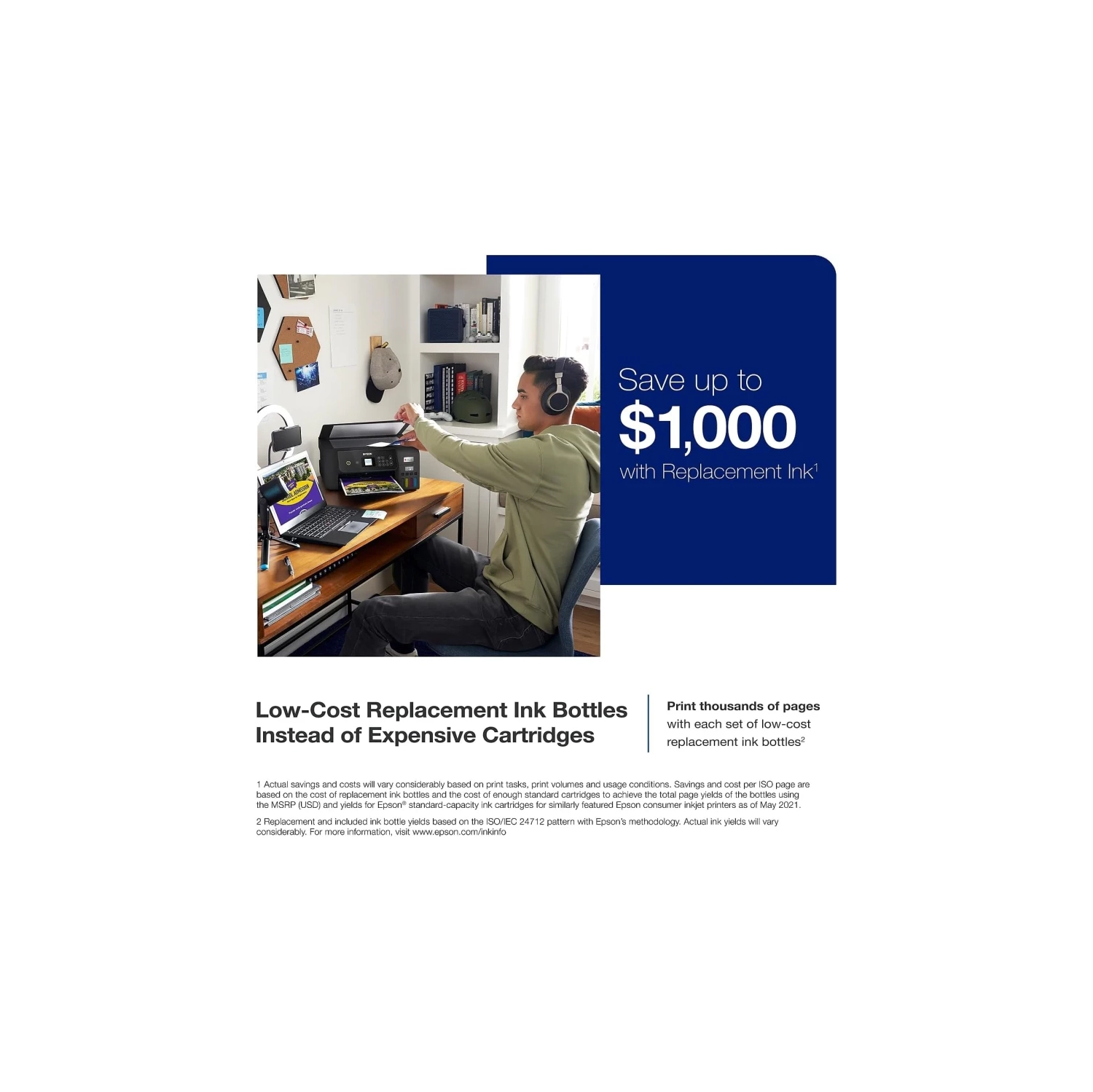 Imprimante tout-en-un couleur sans fil EcoTank et-2800 d'Epson - Impression sans cartouche avec numérisation et photocopie | imprimante de base à