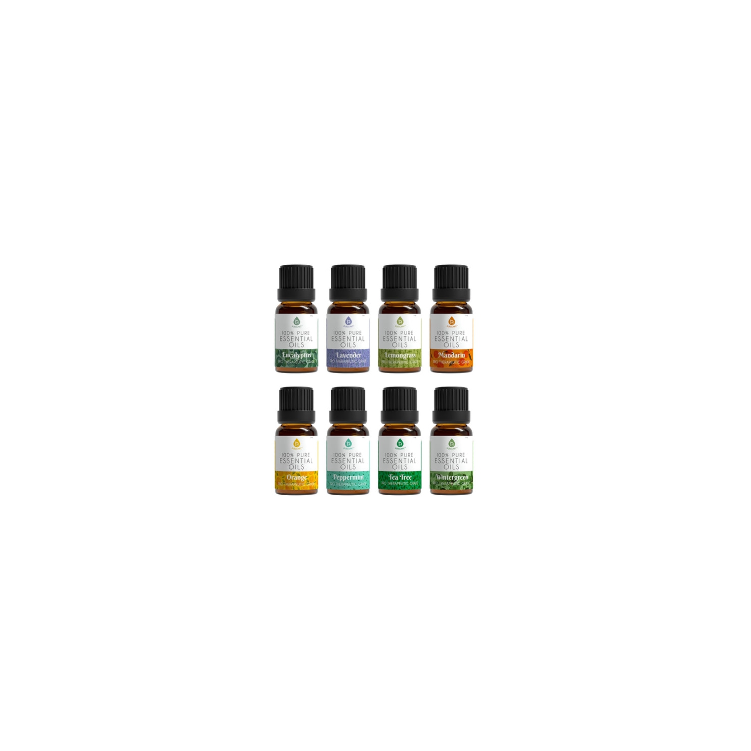 Paquet de 8 huiles essentielles d'aromathérapie 100 % Pure de Pursonic