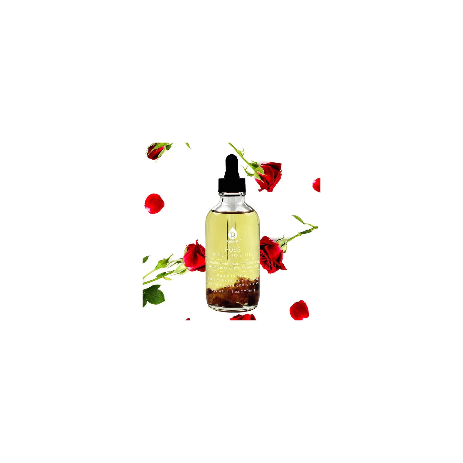 Pursonic Rose flower Multi Use Body Oils 4 Oz