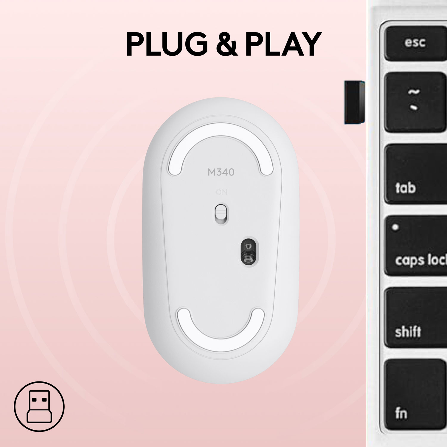 Souris sans fil à suivi optique de 1000 ppp M340 de Logitech - Bouquet de fleurs