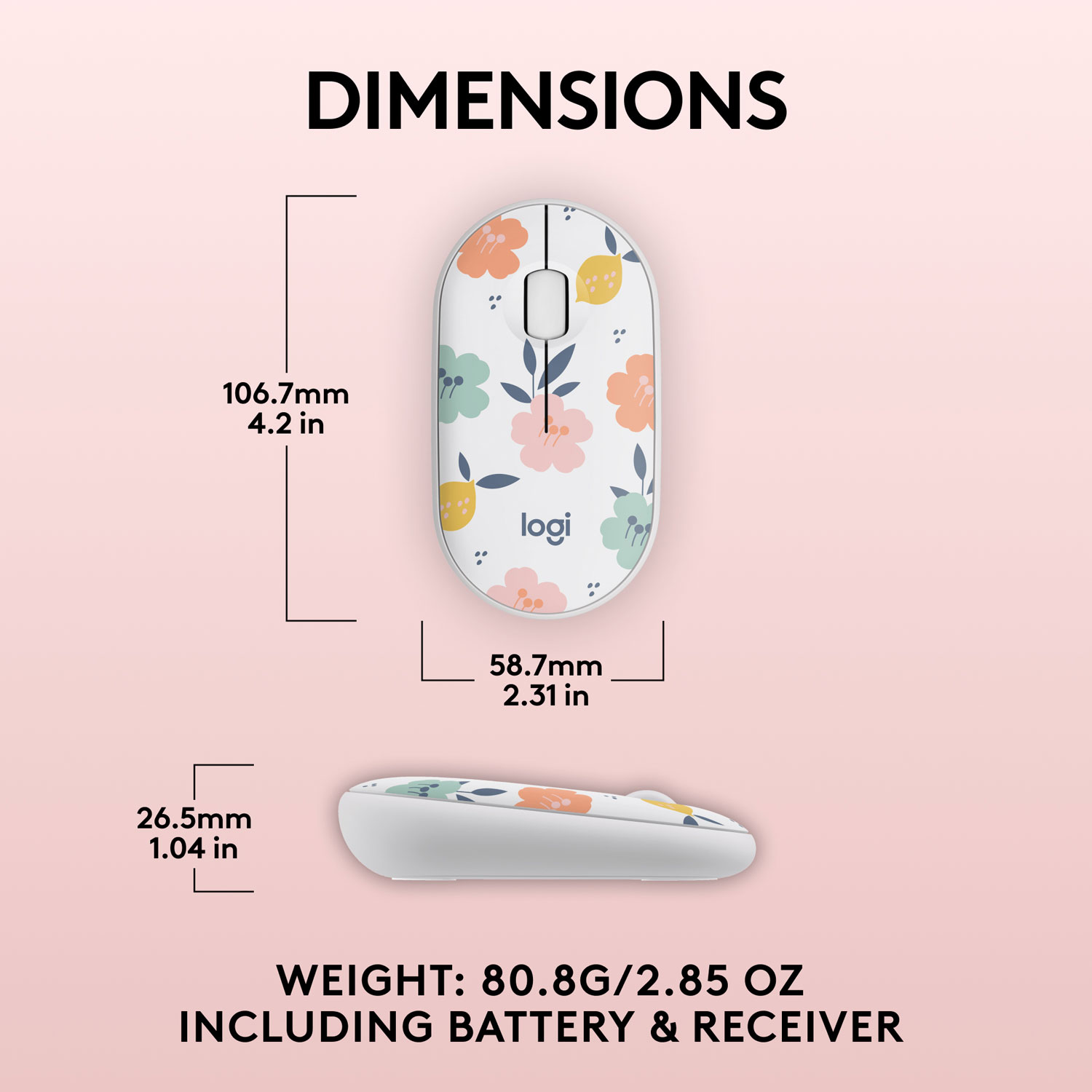 Souris sans fil à suivi optique de 1000 ppp M340 de Logitech - Bouquet de fleurs