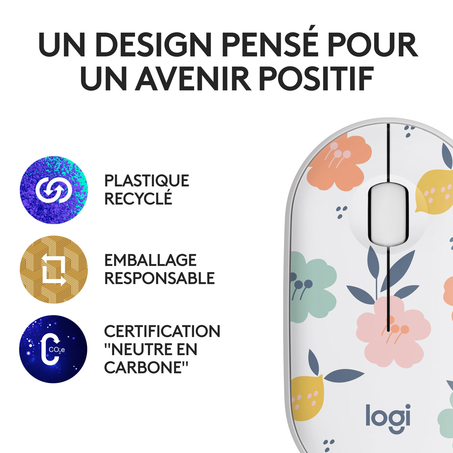 Souris sans fil à suivi optique de 1000 ppp M340 de Logitech - Bouquet de fleurs
