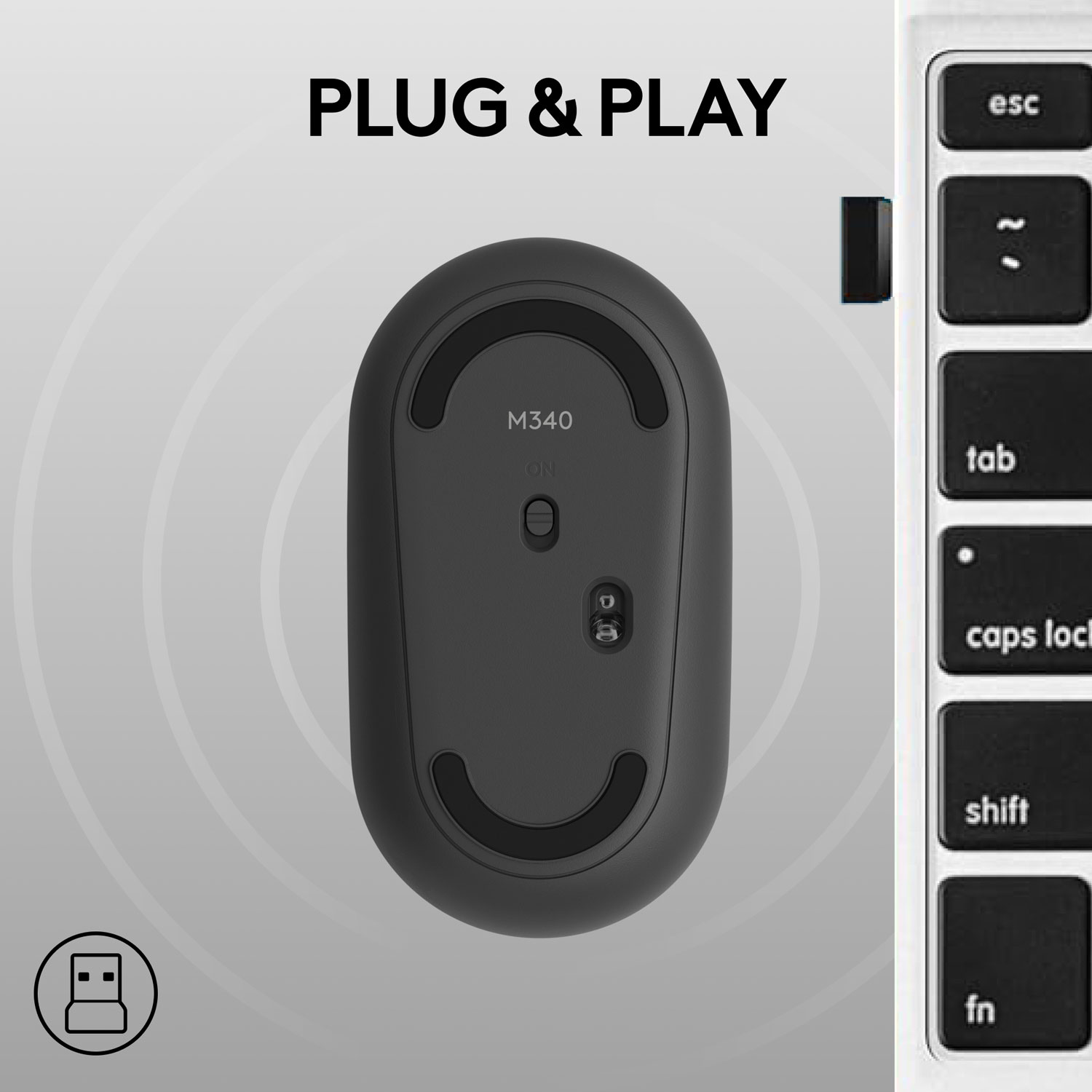 Souris de jeu optique sans fil de 1000 ppp M340 X LIGHTSPEED de Logitech - Taches