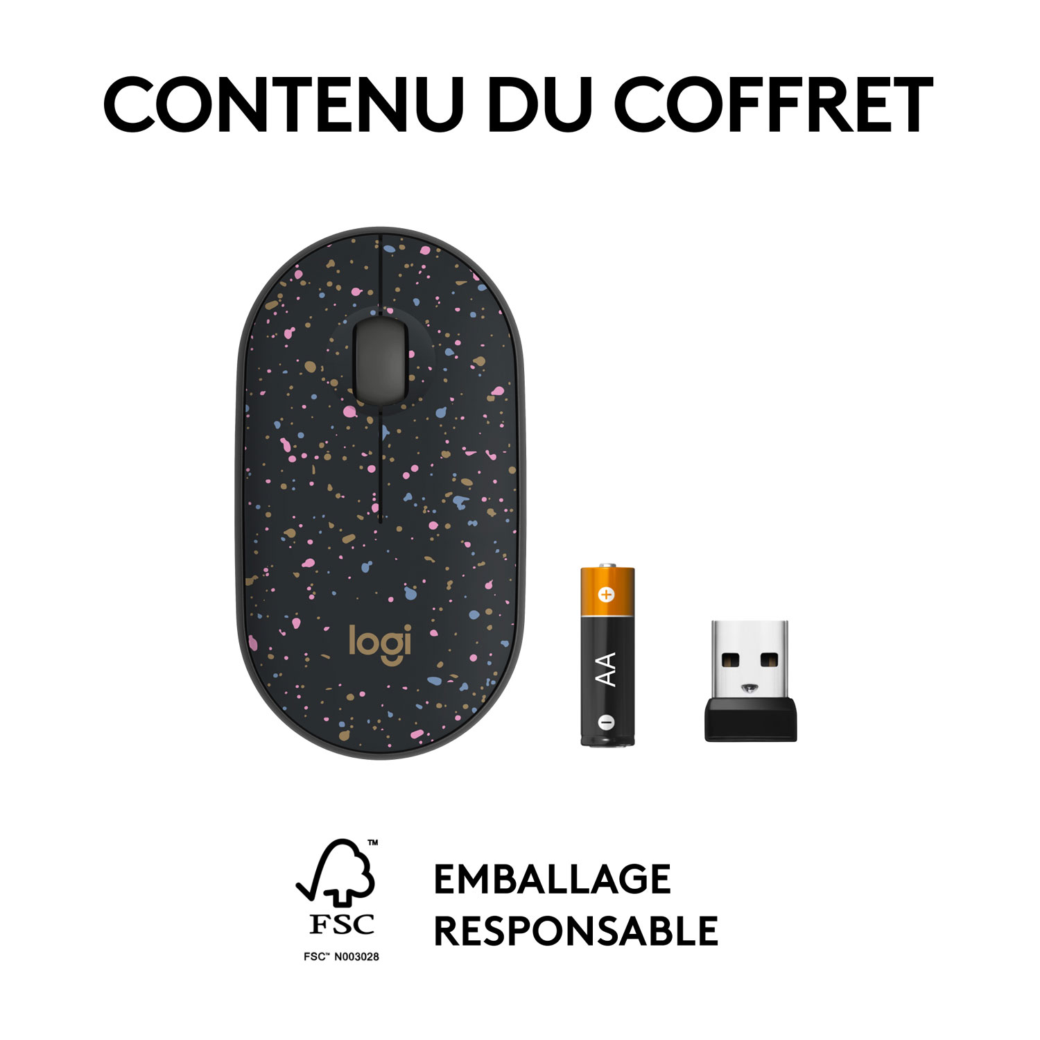 Souris de jeu optique sans fil de 1000 ppp M340 X LIGHTSPEED de Logitech - Taches