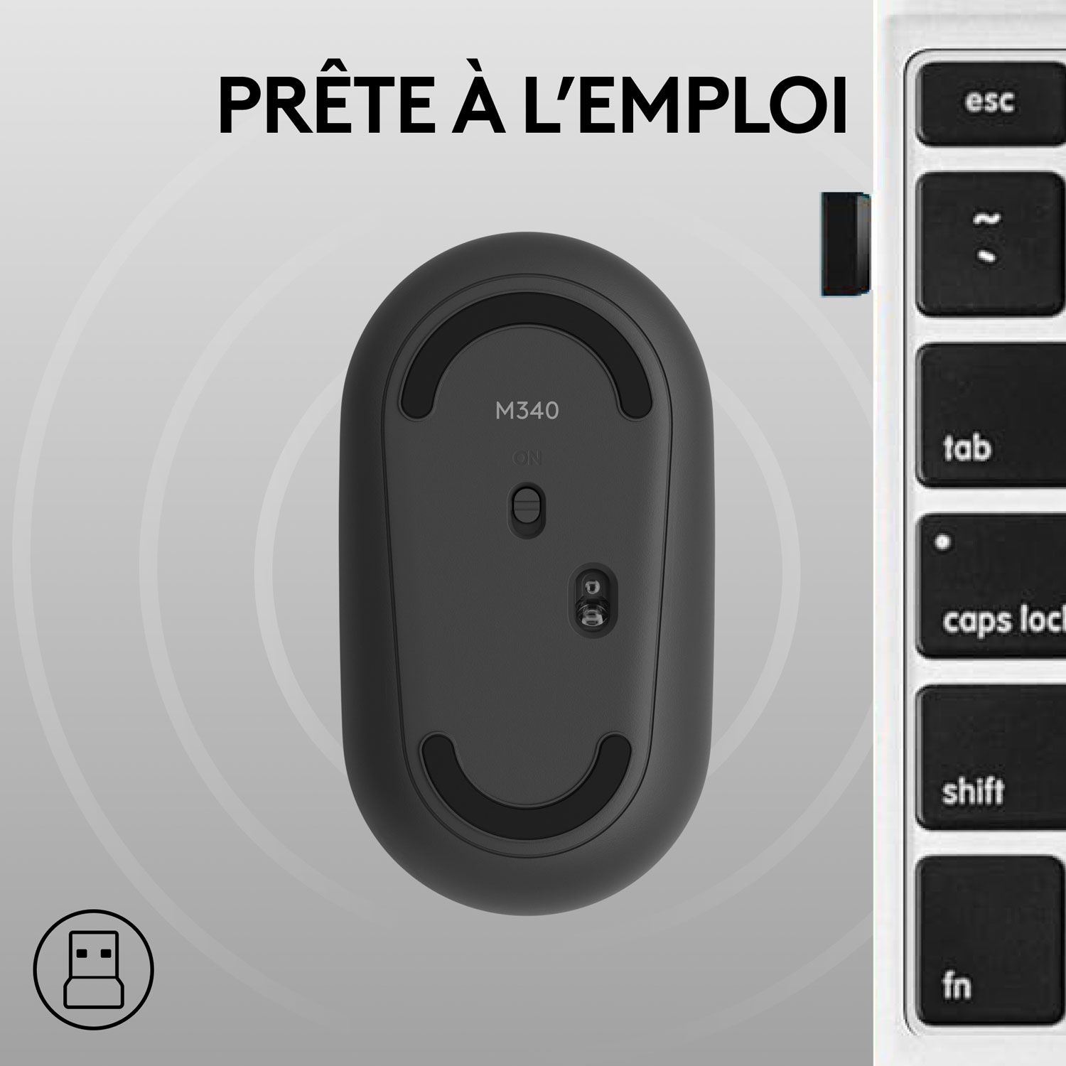 Souris de jeu optique sans fil de 1000 ppp M340 X LIGHTSPEED de Logitech - Taches