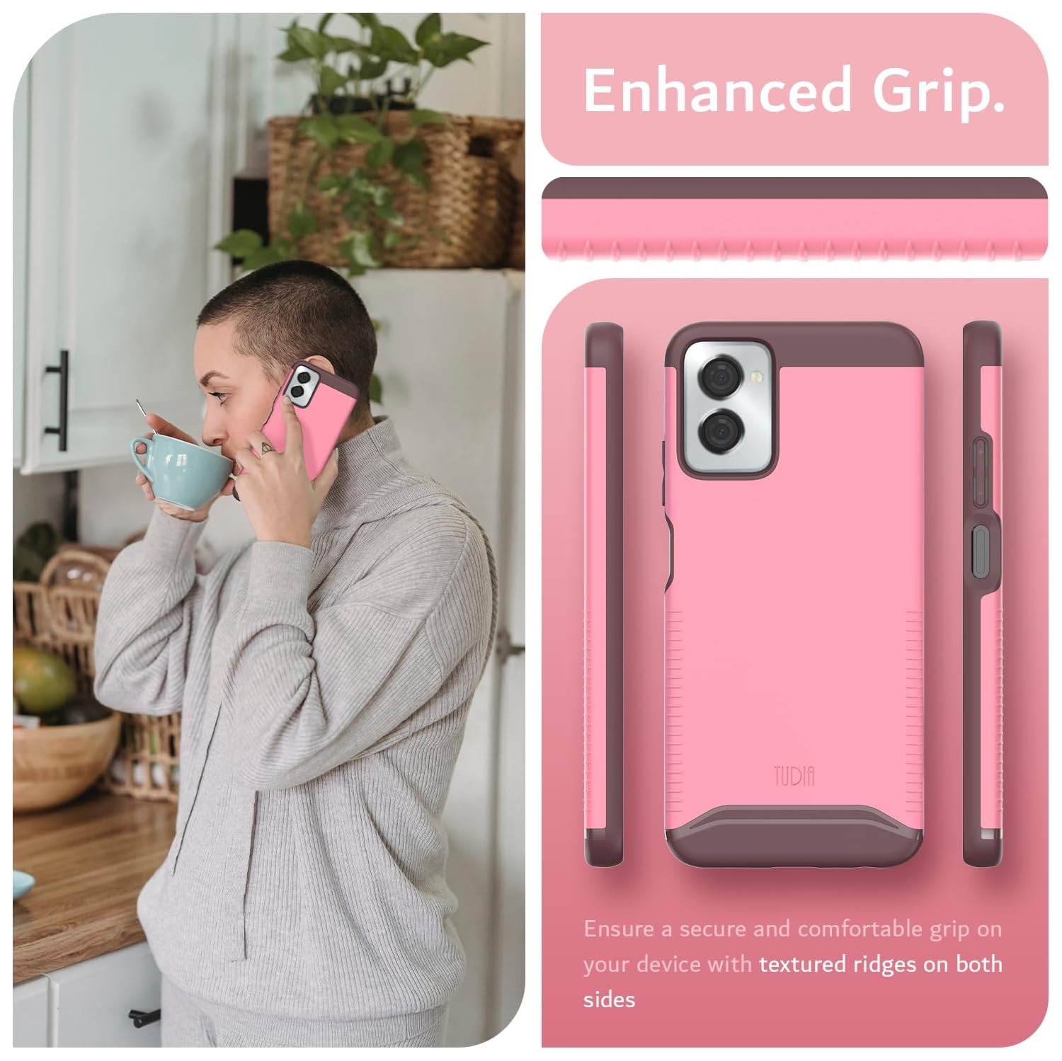 Étui double couche Merge de TUDIA pour Moto G Power 5G 2024 de Motorola - Rose fumé