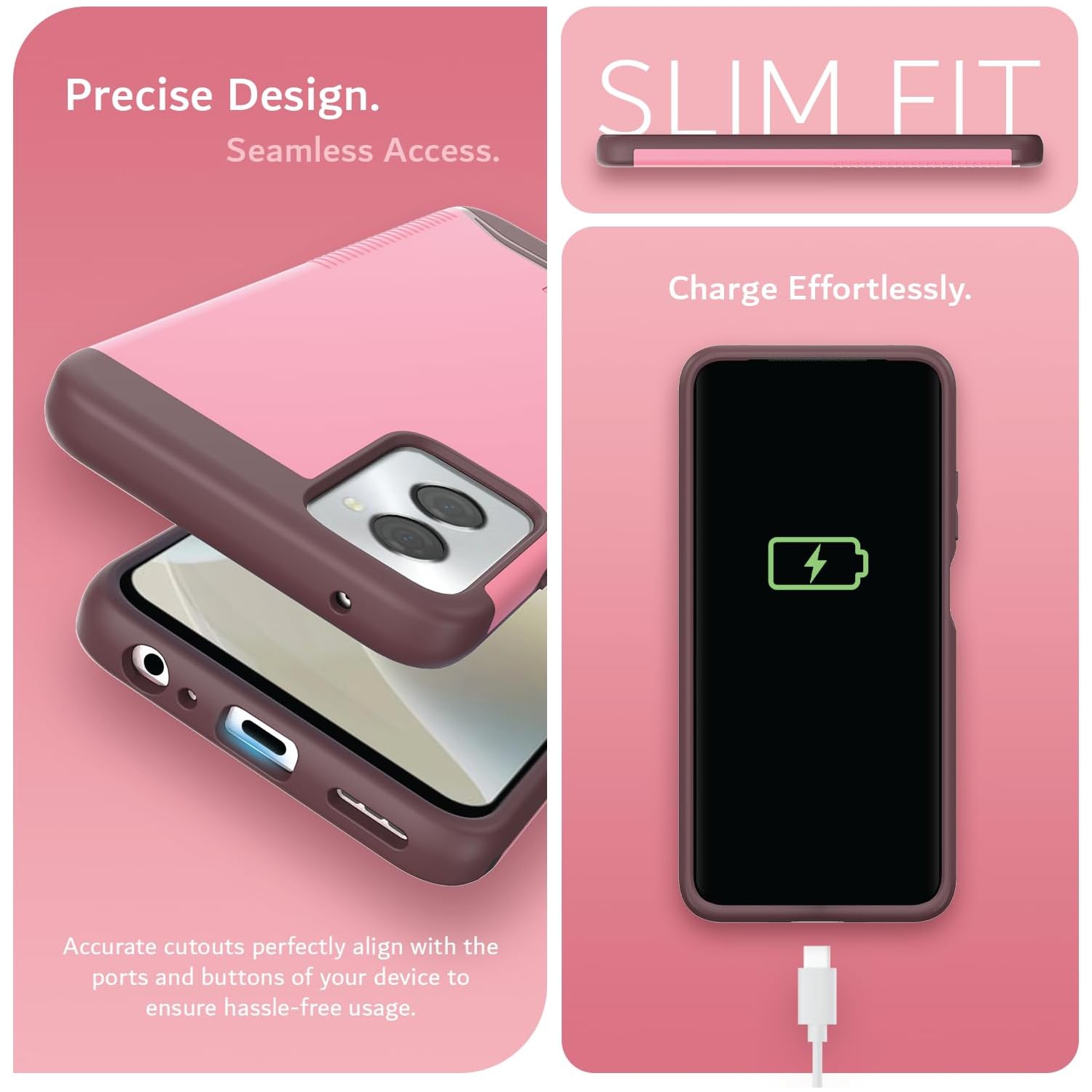 Étui double couche Merge de TUDIA pour Moto G Power 5G 2024 de Motorola - Rose fumé