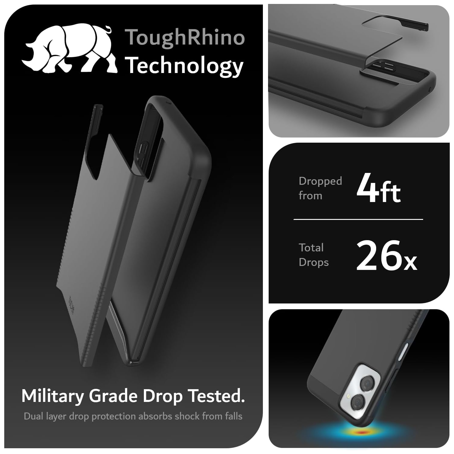 Étui double couche Merge de TUDIA pour Moto G Power 5G 2024 de Motorola - Noir mat