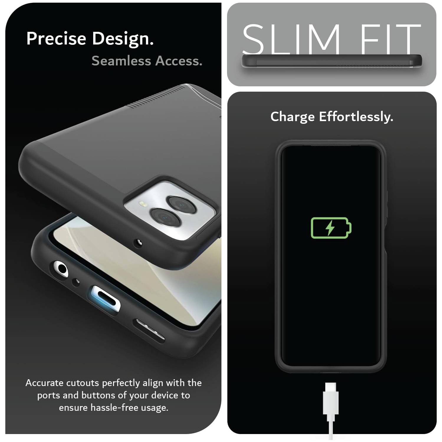 Étui double couche Merge de TUDIA pour Moto G Power 5G 2024 de Motorola - Noir mat