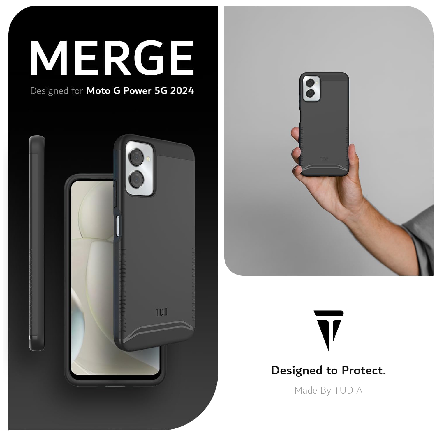 Étui double couche Merge de TUDIA pour Moto G Power 5G 2024 de Motorola - Noir mat