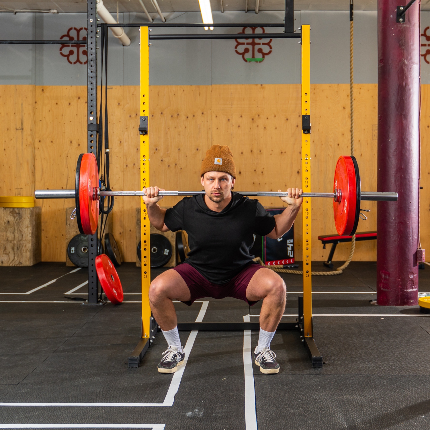 Plaque de poids de pare-chocs olympique PRISP - plaque de caoutchouc pour haltère olympique de 2 pouces avec insert en acier ; paires, ensembles et