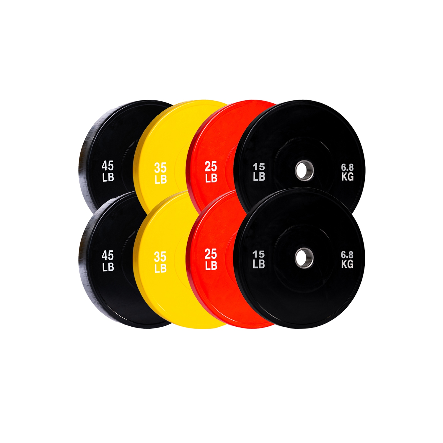 Plaque de poids de pare-chocs olympique PRISP - plaque de caoutchouc pour haltère olympique de 2 pouces avec insert en acier ; paires, ensembles et