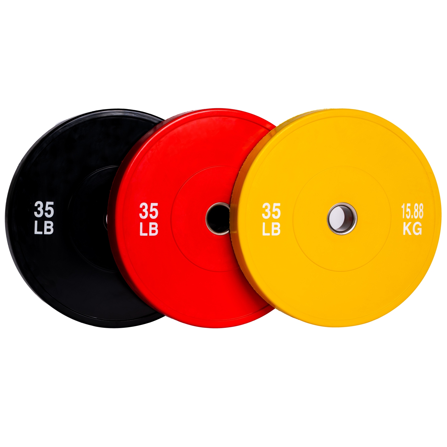 Plaque de poids de pare-chocs olympique PRISP - plaque de caoutchouc pour haltère olympique de 2 pouces avec insert en acier ; paires, ensembles et