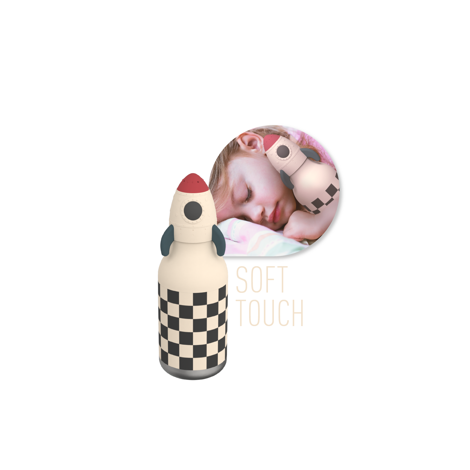 Bouteille d'eau isotherme pour enfants avec tête d'animal douce amovible de 16 oz d'Asobu Bestie