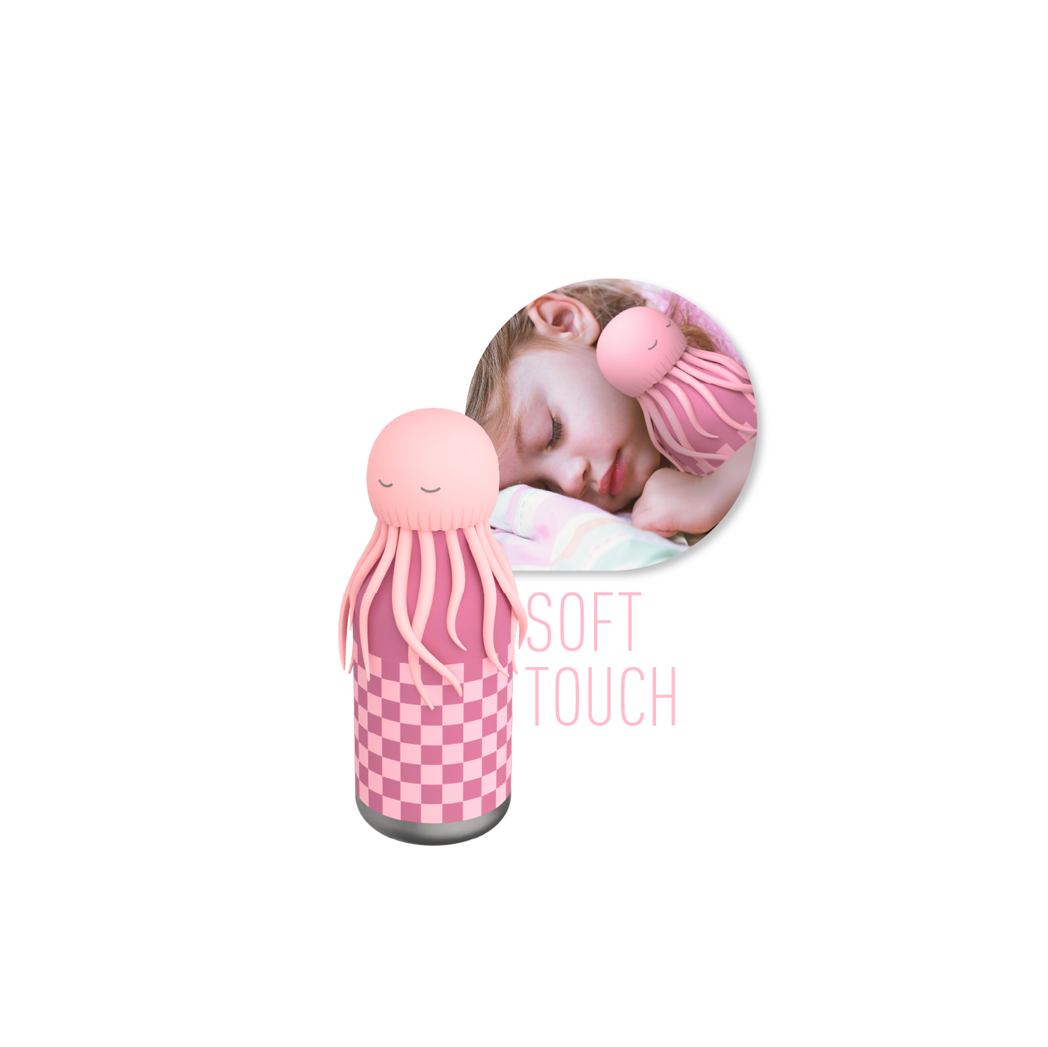 Bouteille d'eau isotherme pour enfants avec tête d'animal douce amovible de 16 oz d'Asobu Bestie