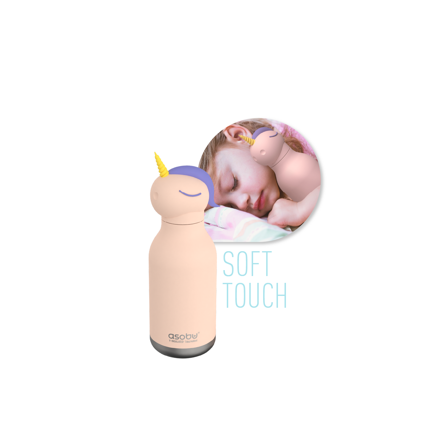 Asobu Bestie Kids Insulated Water Bottle with Detachable Soft Animal Head 16 Ounce