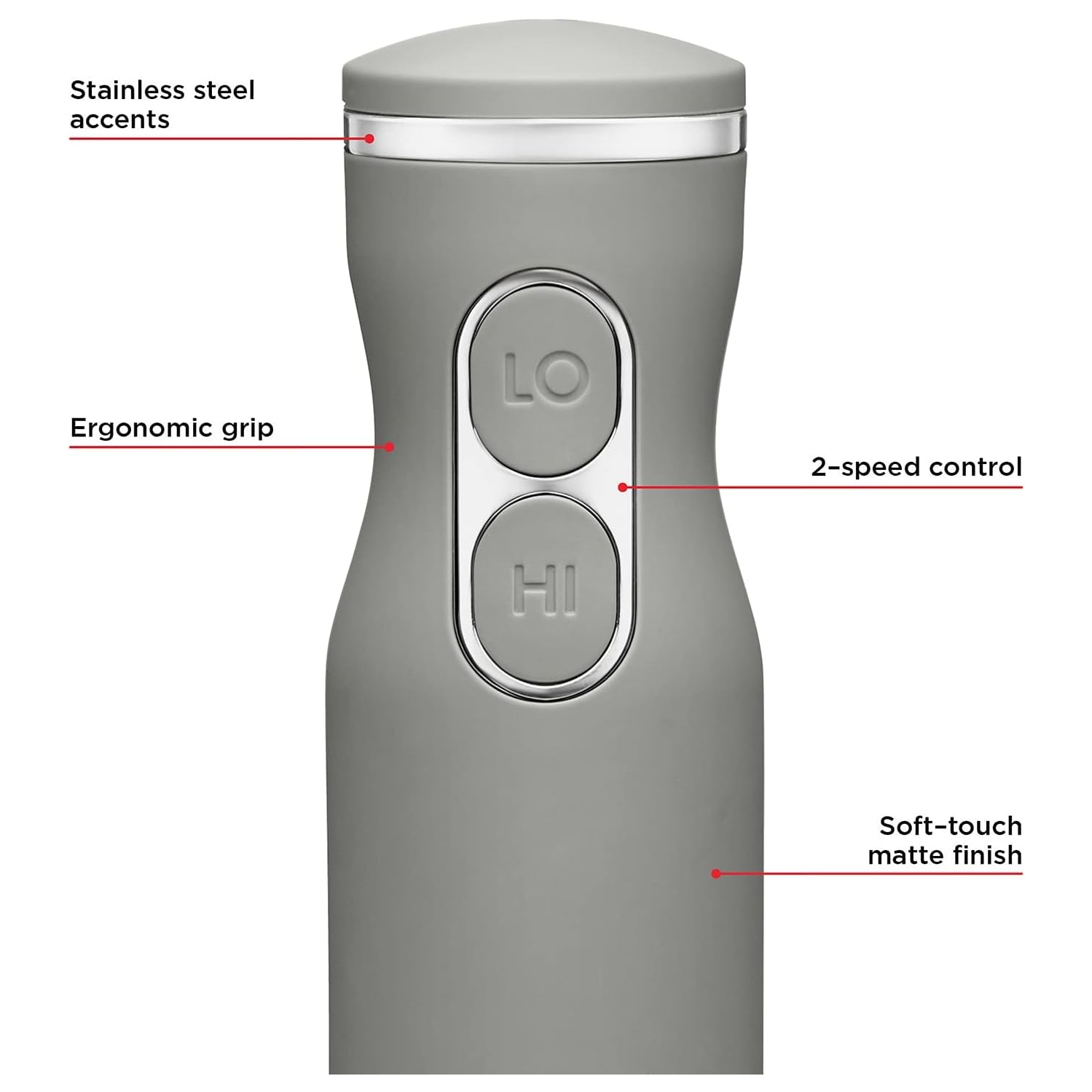 Chefman Immersion 300W Hand Blender with Stainless Steel Blades, Powerful Electric Ice Crushing 2-speed Control Handheld Food Mixer, Purées,