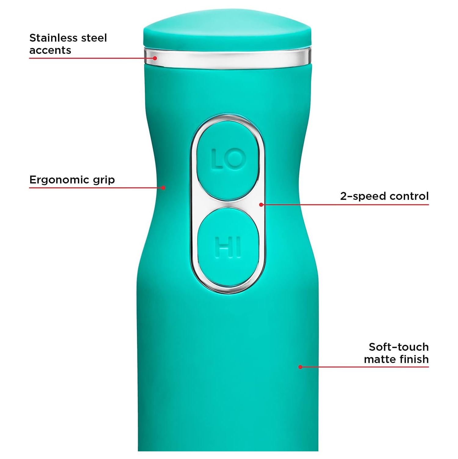 Chefman Immersion 300W Hand Blender with Stainless Steel Blades, Powerful Electric Ice Crushing 2-speed Control Handheld Food Mixer, Purées,