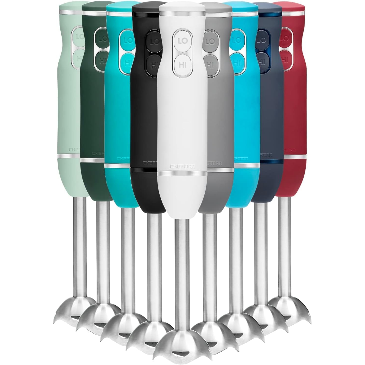 Chefman Immersion 300W Hand Blender with Stainless Steel Blades, Powerful Electric Ice Crushing 2-speed Control Handheld Food Mixer, Purées,